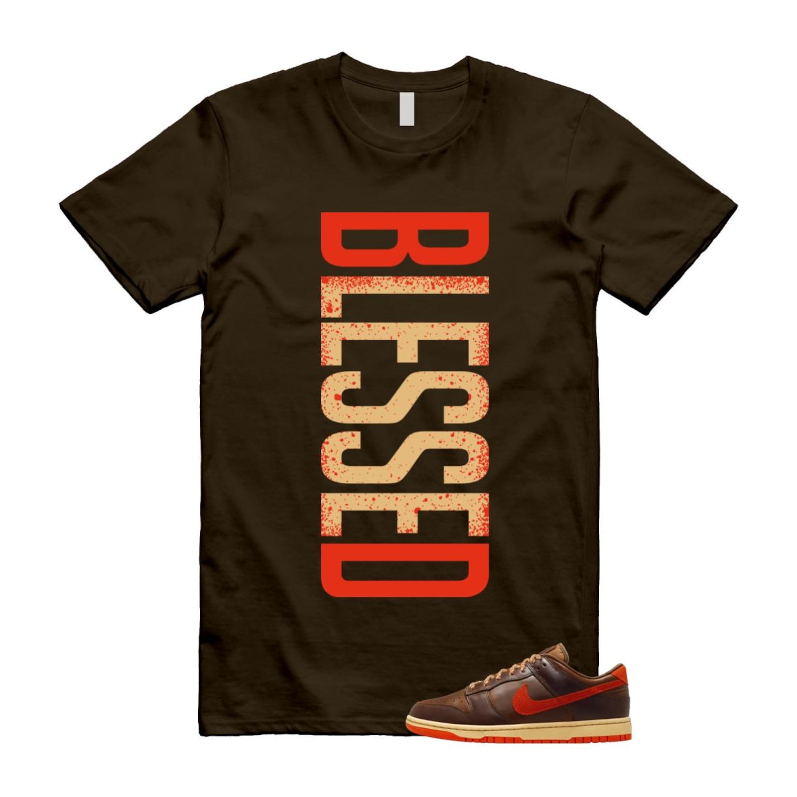 Dunk British Brown Light Tan Sesame Picante Red T Shirt Match VERTBLS HQ3448-262 T-Shirt, Sneaker Match Tee
