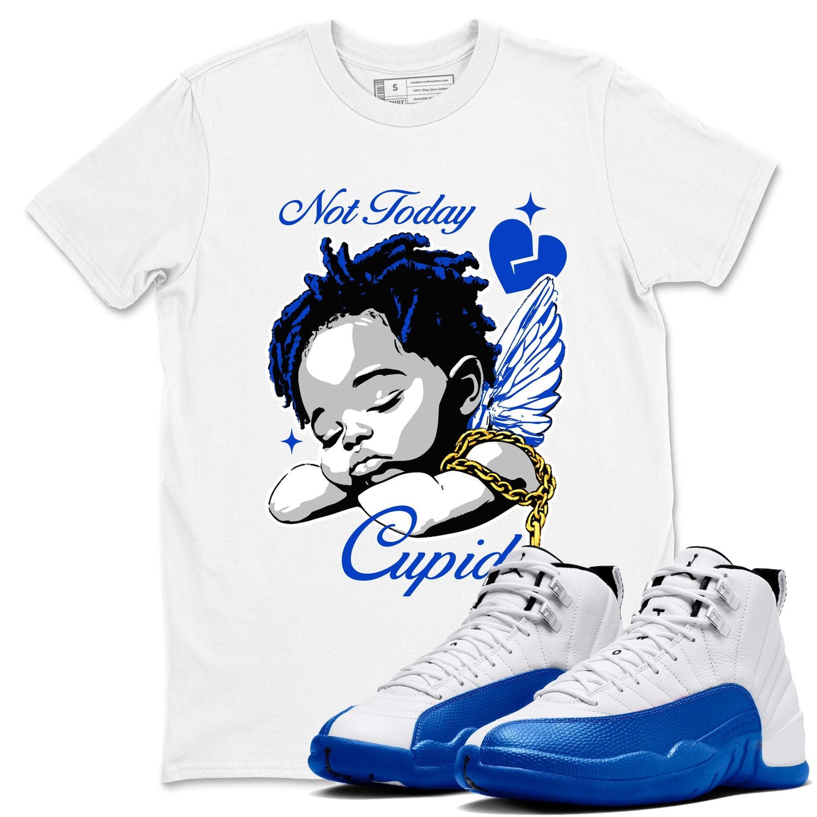 Not Today Cupid Crew Neck T-Shirt To Match Jordans AJ12 Blueberry, CT8013-140 T-Shirt, Sneaker Match Tee