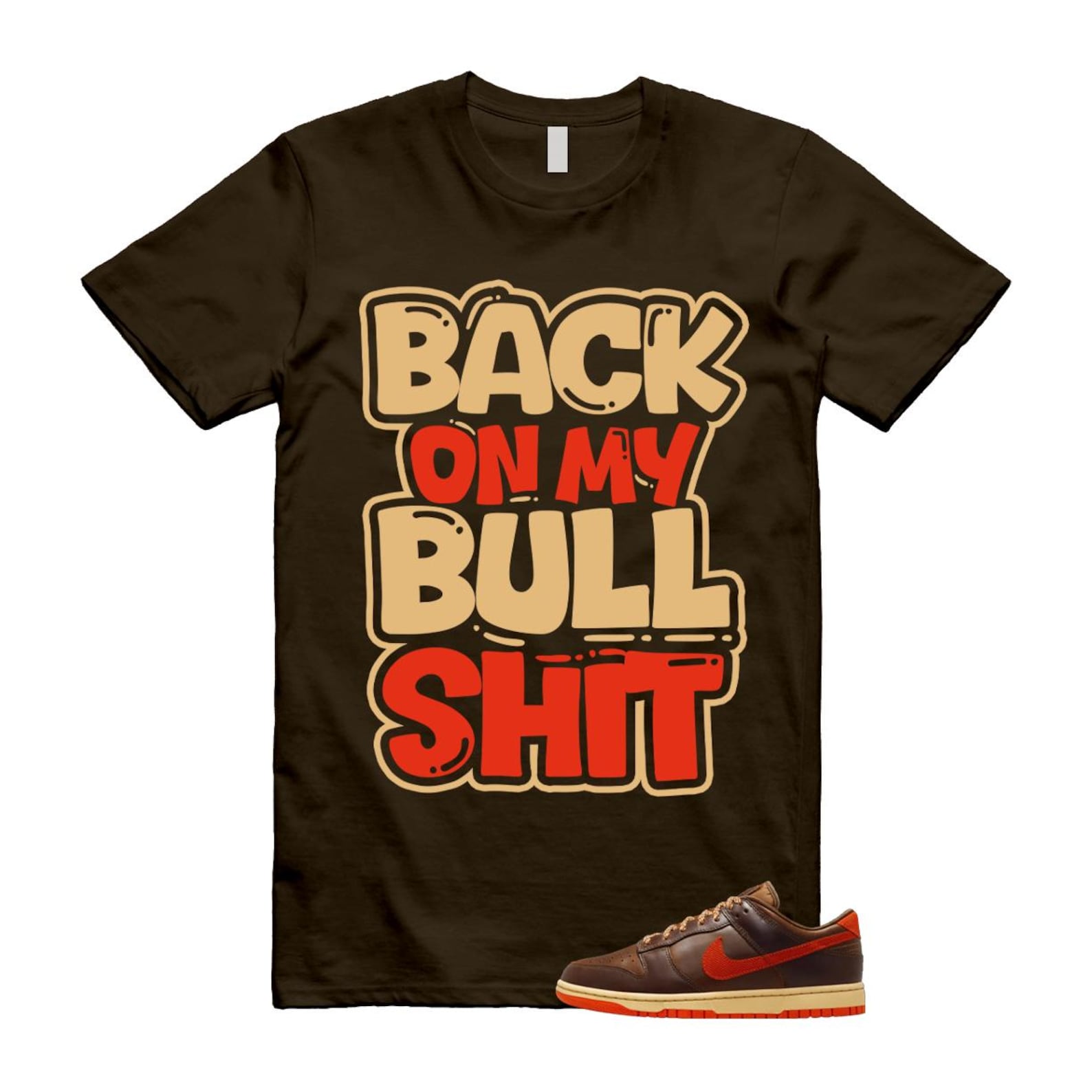Dunk British Brown Light Tan Sesame Picante Red T Shirt Match BULL HQ3448-262 T-Shirt, Sneaker Match Tee