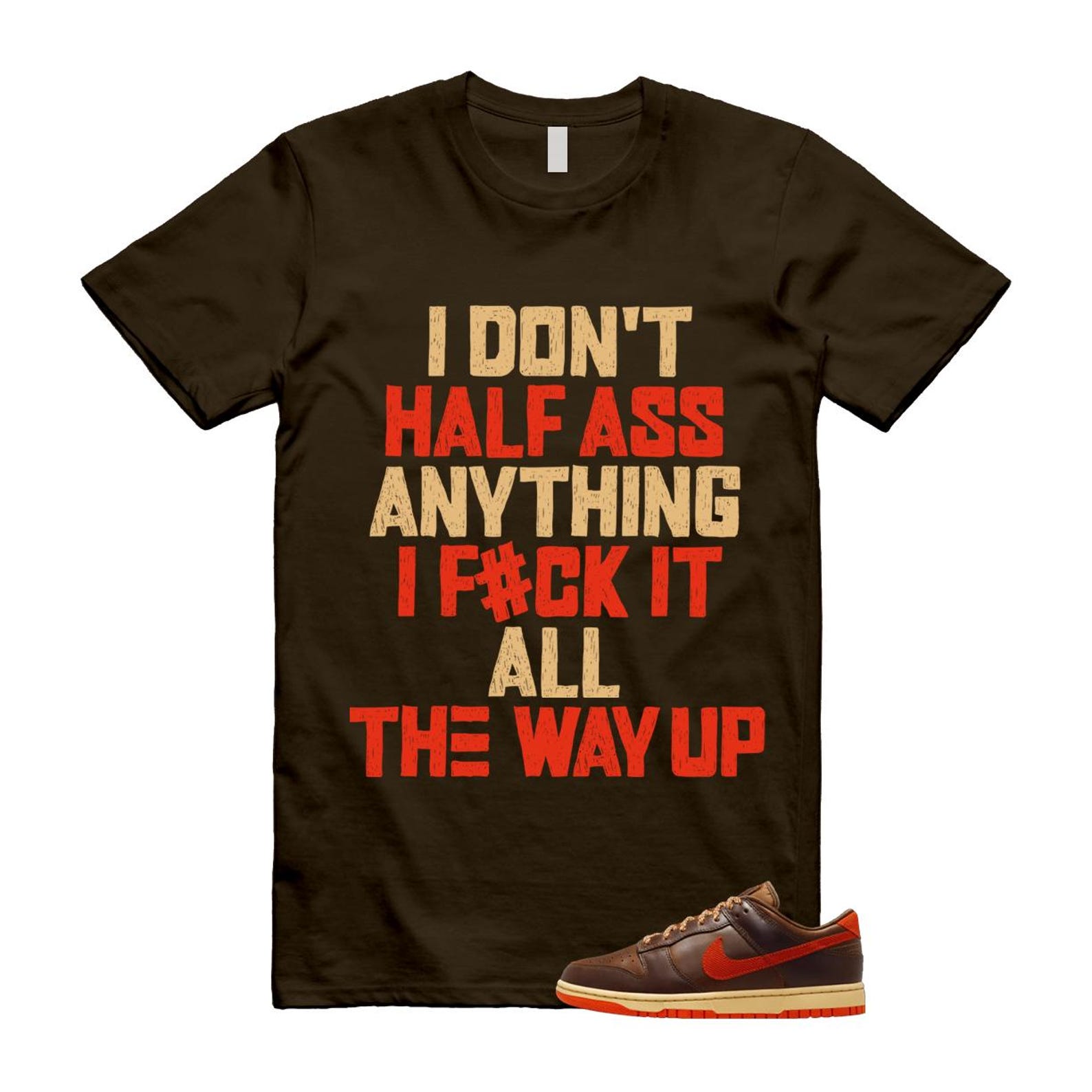 Dunk British Brown Light Tan Sesame Picante Red T Shirt Match HALF HQ3448-262 T-Shirt, Sneaker Match Tee
