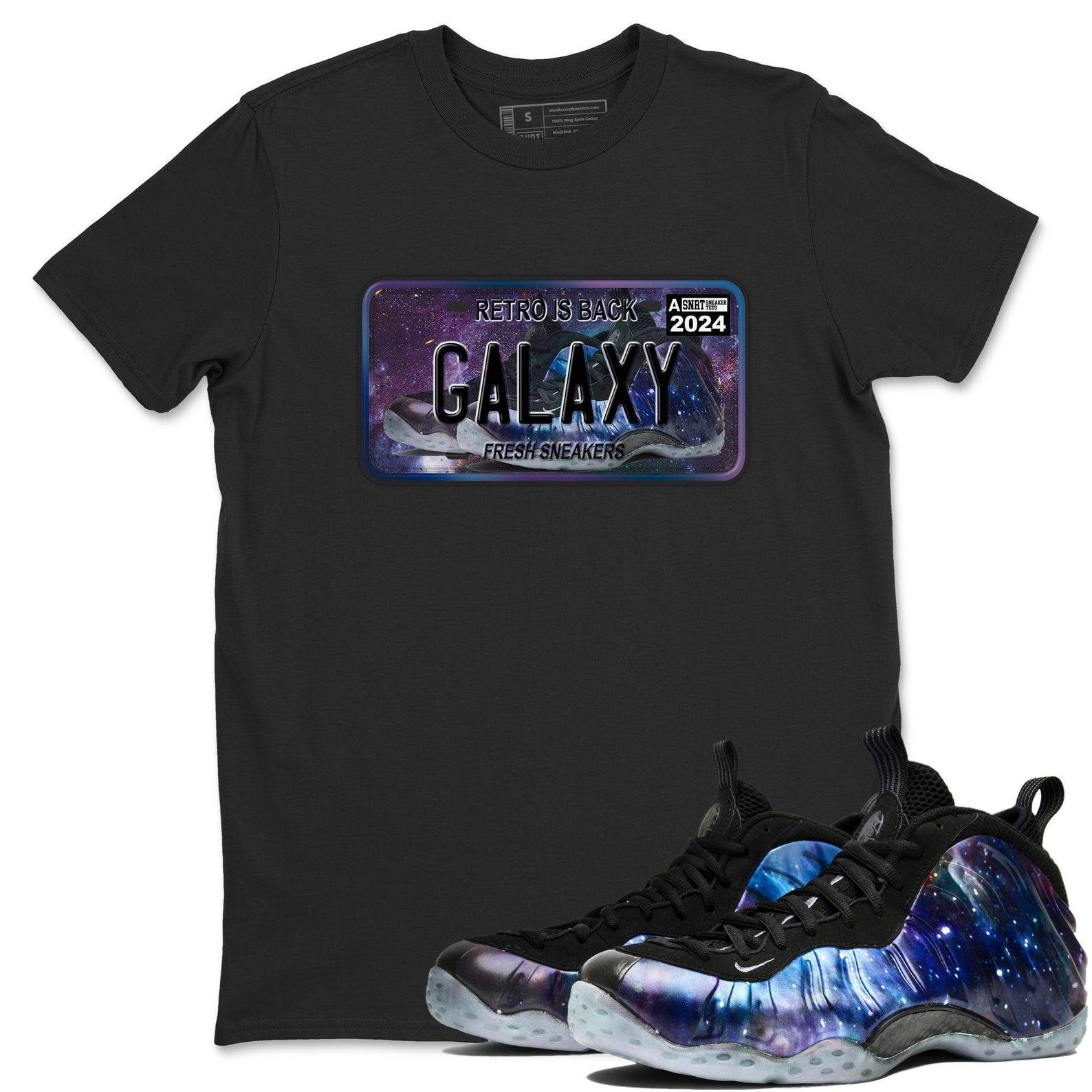 Sneaker Plate Sneaker T Shirts To Match Jordans Foamposite One Galaxy, FQ4303-400 T-Shirt, Sneaker Match Tee