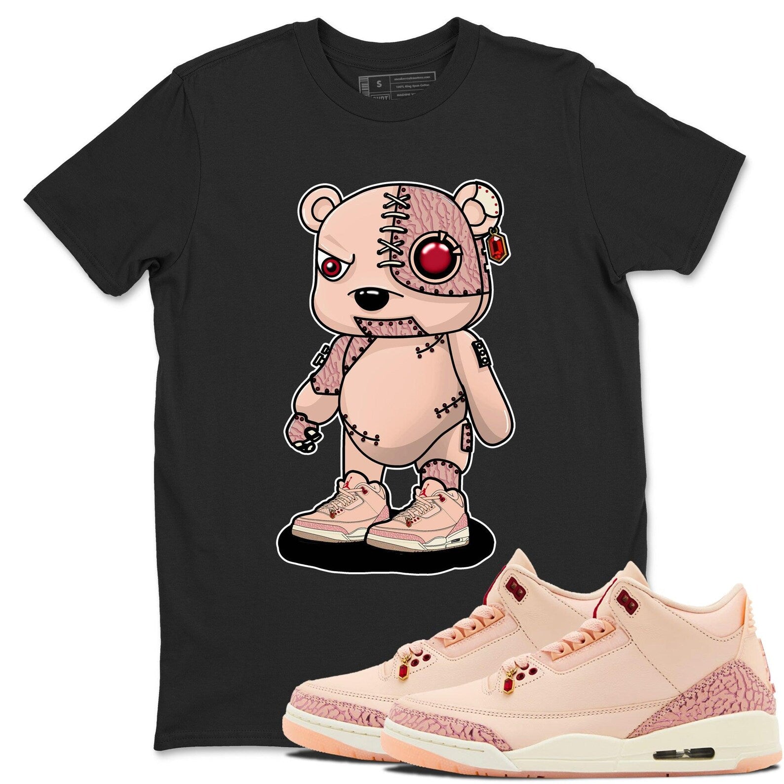 Cyborg Bear Crew Neck T-Shirt To Match Jordans AJ3 Valentines Day, HJ0178-600 T-Shirt, Sneaker Match Tee
