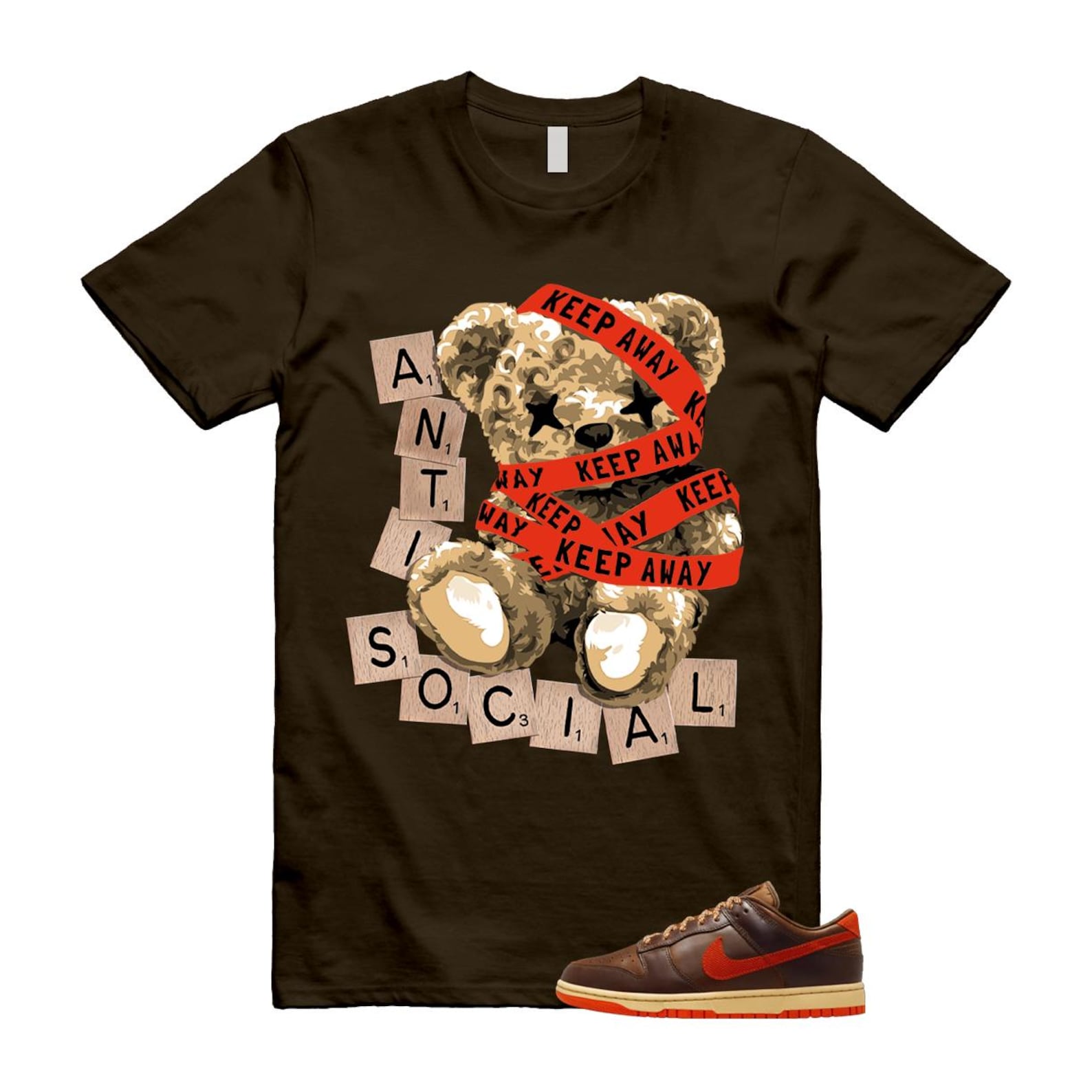 Dunk British Brown Light Tan Sesame Picante Red T Shirt Match ANTI HQ3448-262 T-Shirt, Sneaker Match Tee