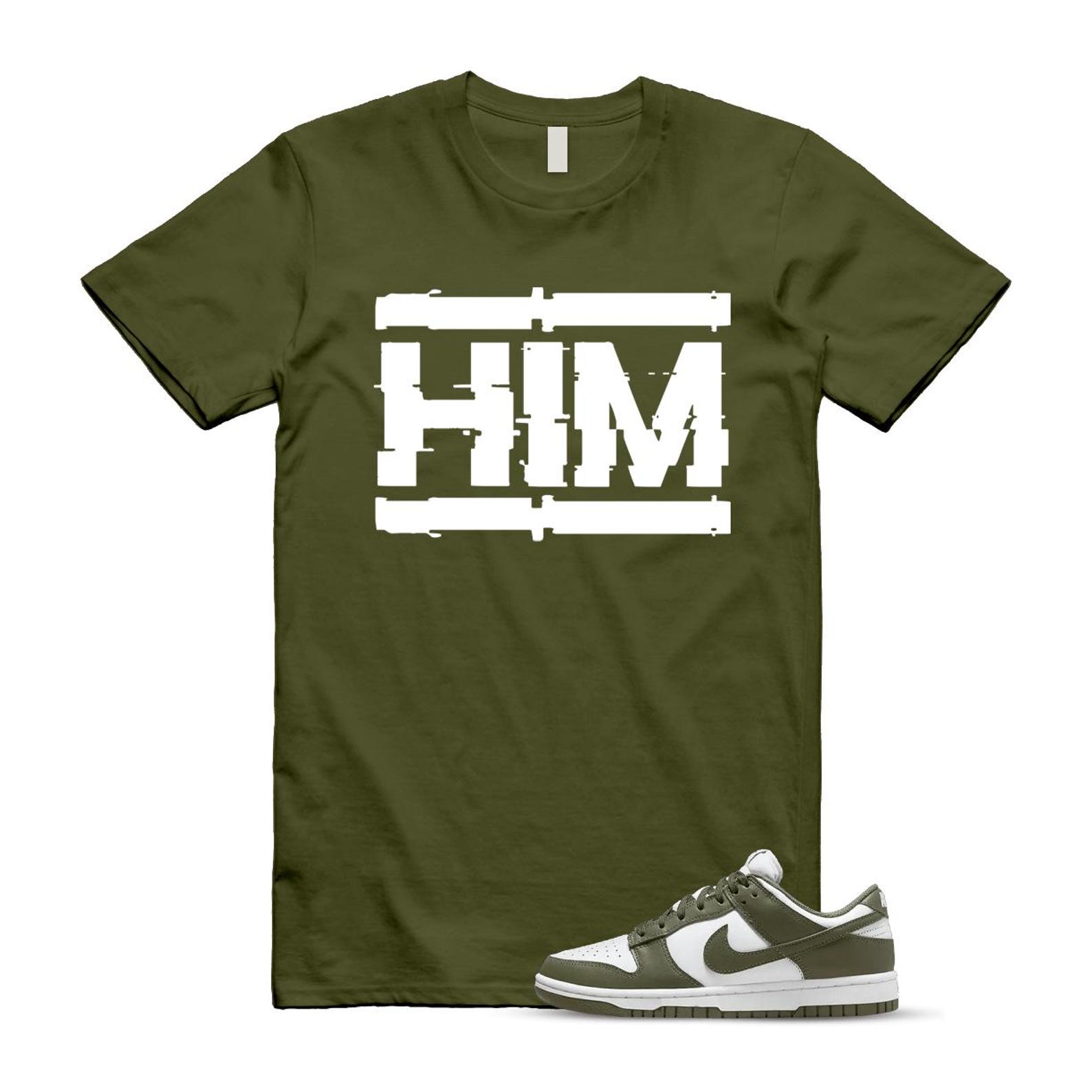Dunk Olive Medium Low White T Shirt Match HIM DD1503-120 T-Shirt, Sneaker Match Tee