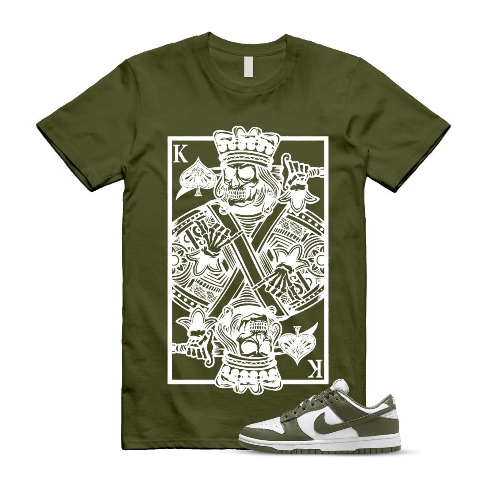 Dunk Olive Medium Low White T Shirt Match KC DD1503-120 T-Shirt, Sneaker Match Tee