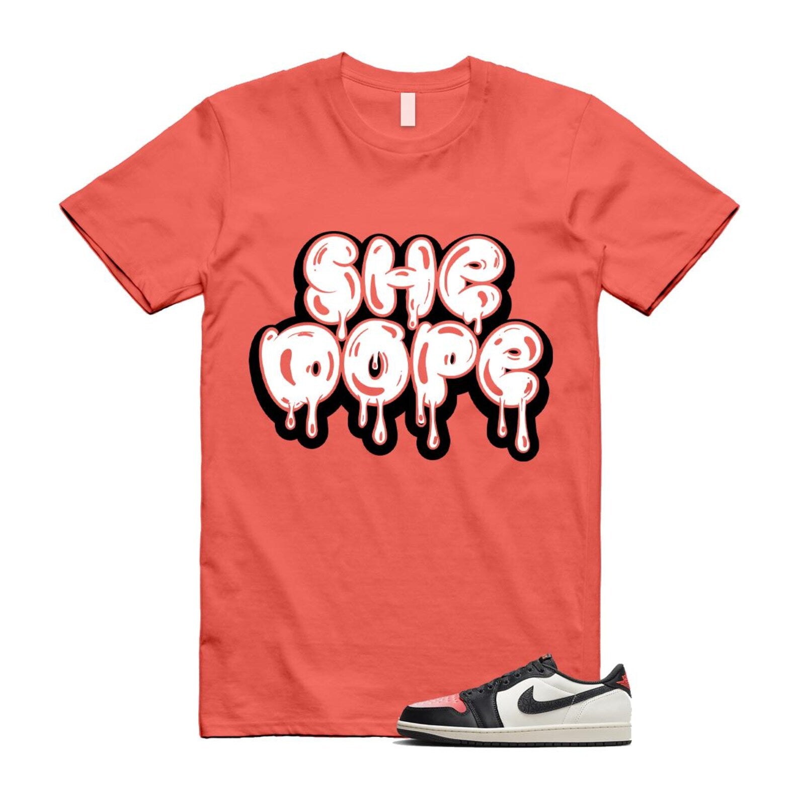 1 Infrared 23 Sail Off Noir Pink Oxford Black White Low T Shirt Match SHE HF8828-100 T-Shirt, Sneaker Match Tee