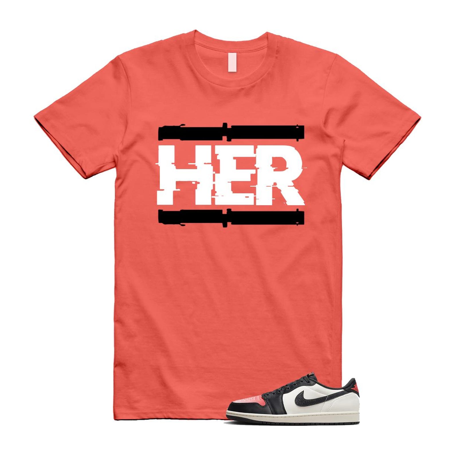 1 Infrared 23 Sail Off Noir Pink Oxford Black White Low T Shirt Match HER HF8828-100 T-Shirt, Sneaker Match Tee