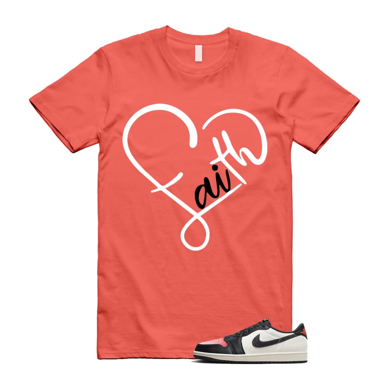 1 Infrared 23 Sail Off Noir Pink Oxford Black White Low T Shirt Match FAITH HF8828-100 T-Shirt, Sneaker Match Tee