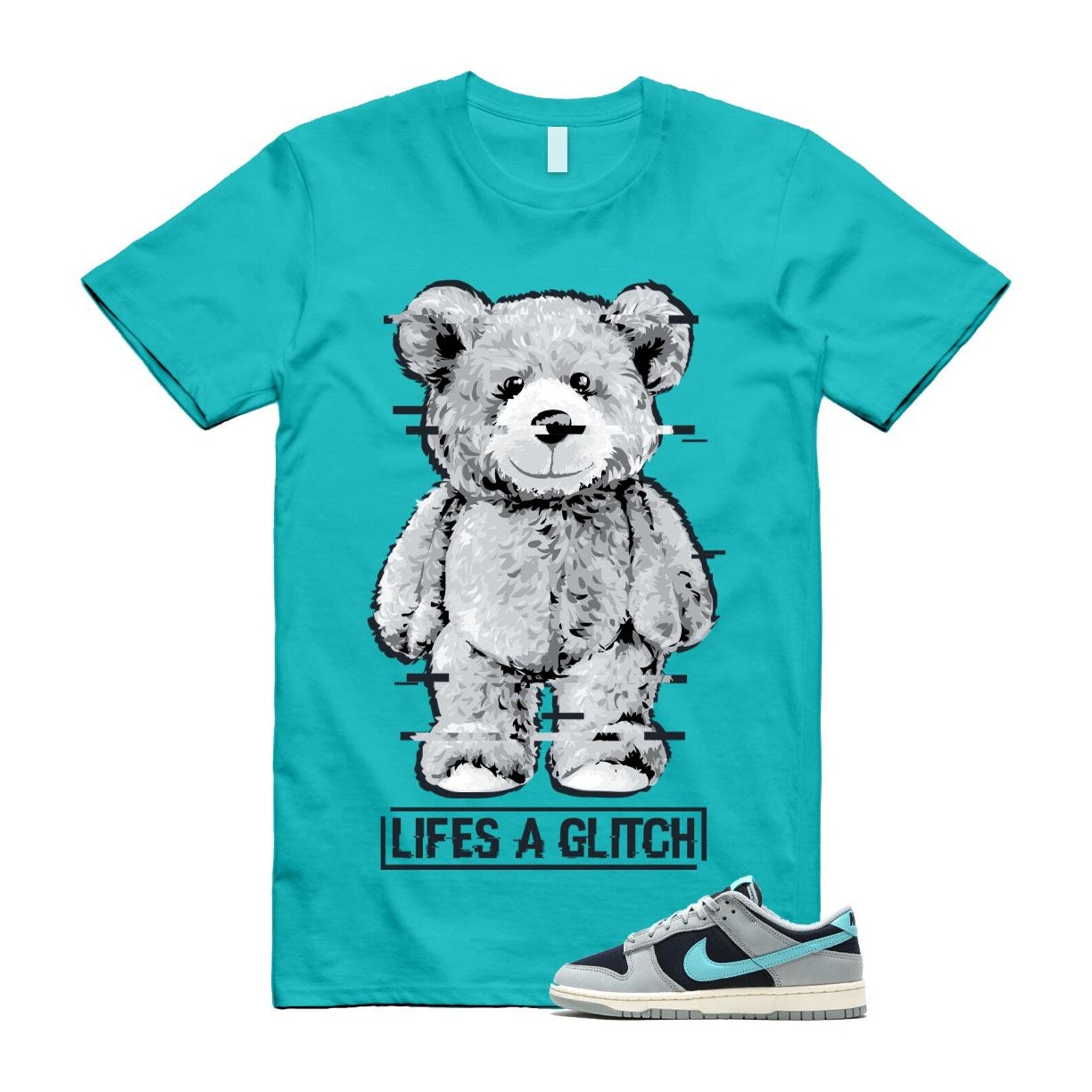 Dunk Green Frost Light Pumice Dark Obsidian Coconut Milk Low Retro Premium T Shirt Match GLITCH FB8895-001 T-Shirt, Sneaker Match Tee