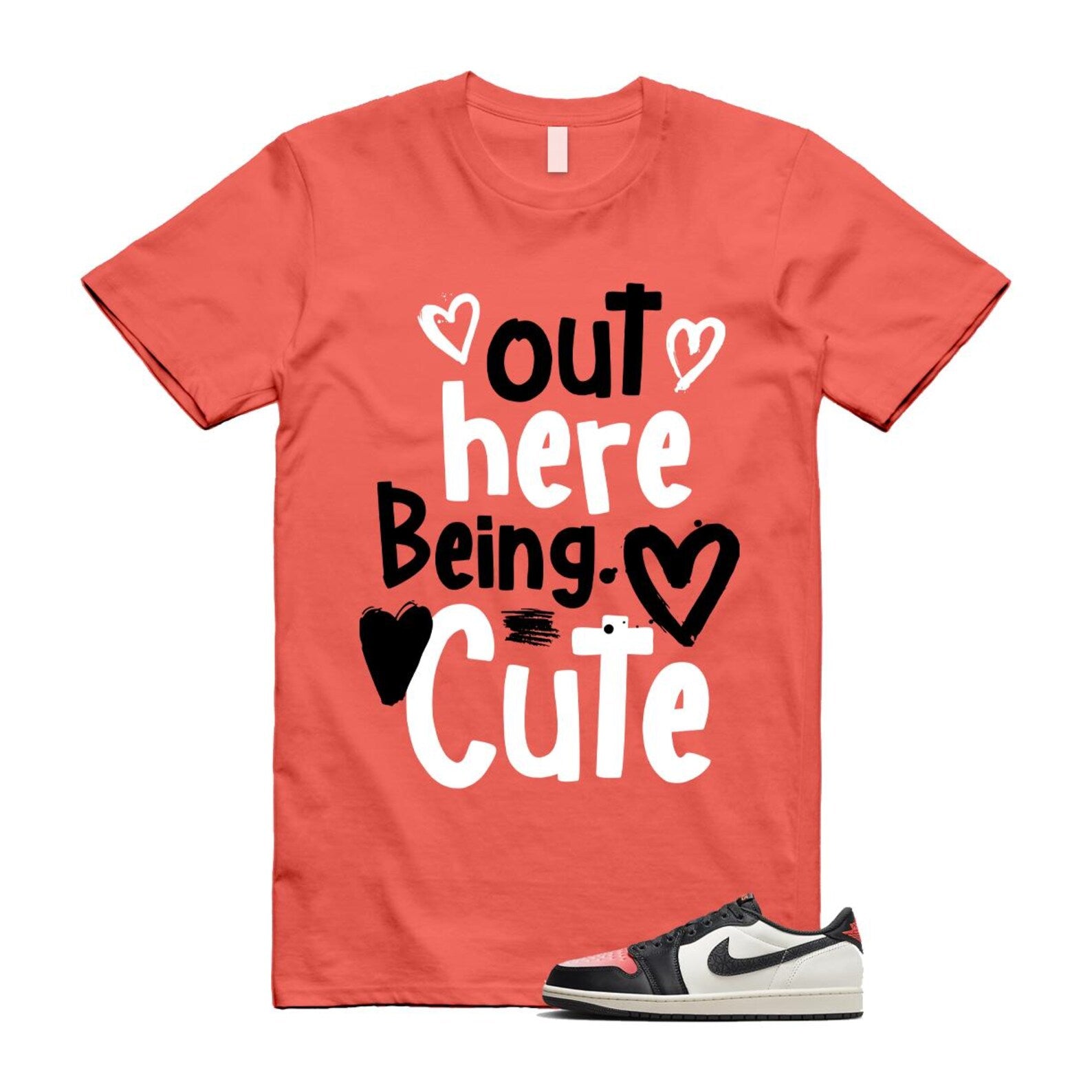 1 Infrared 23 Sail Off Noir Pink Oxford Black White Low T Shirt Match Out Here Being Cute HF8828-100 T-Shirt, Sneaker Match Tee