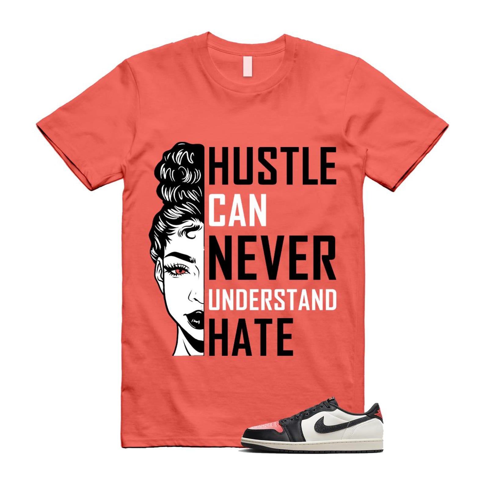 1 Infrared 23 Sail Off Noir Pink Oxford Black White Low T Shirt Match HUSTLE HF8828-100 T-Shirt, Sneaker Match Tee