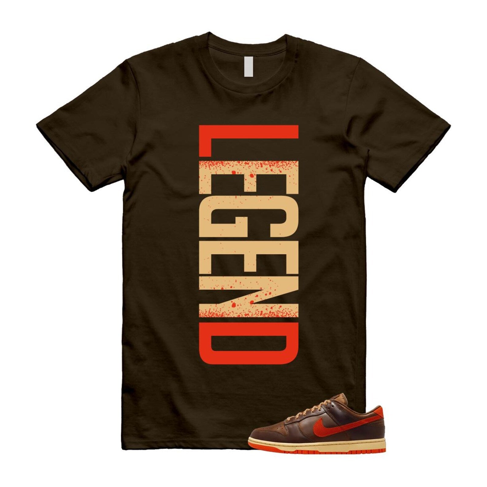 Dunk British Brown Light Tan Sesame Picante Red T Shirt Match LEGEND HQ3448-262 T-Shirt, Sneaker Match Tee