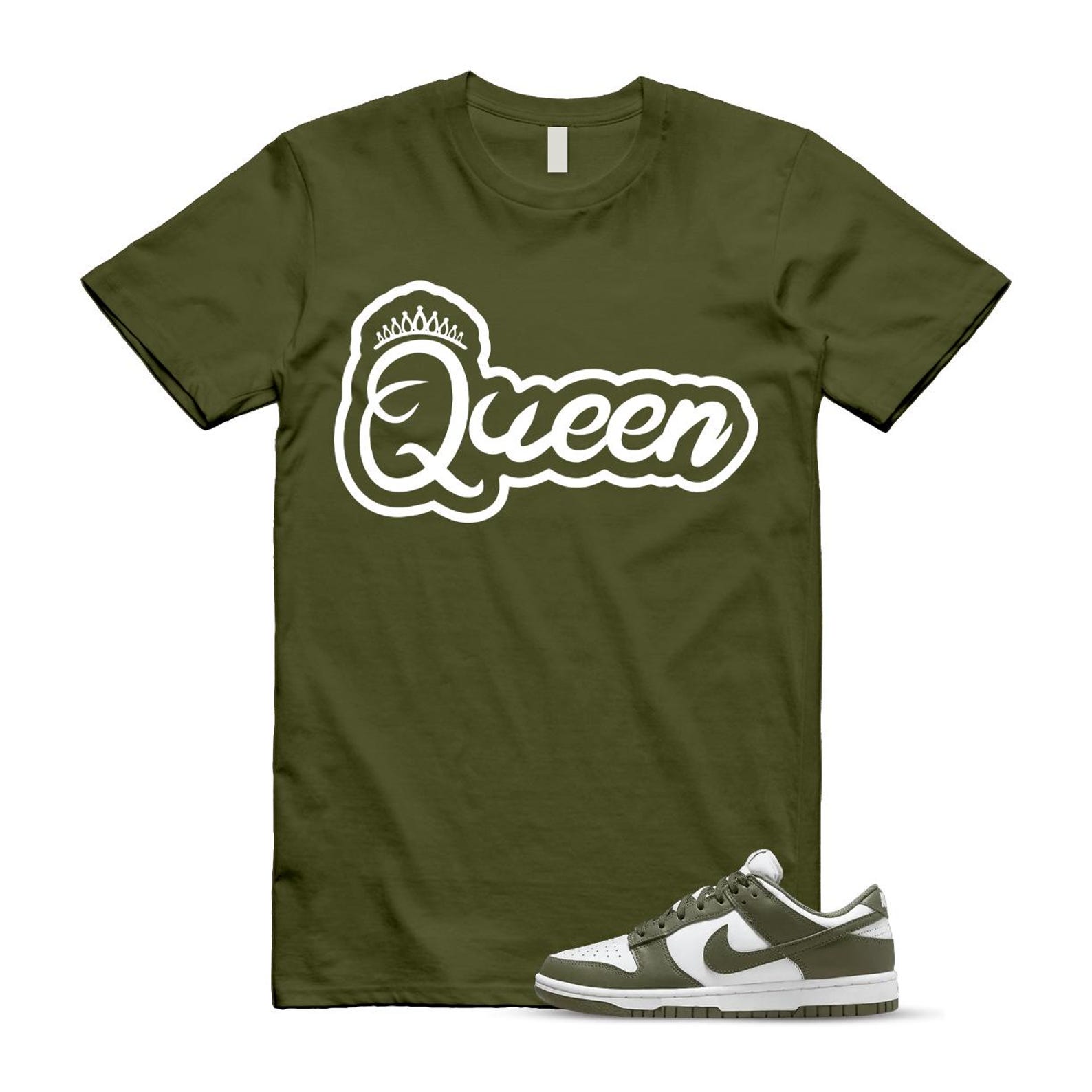 Dunk Olive Medium Low White T Shirt Match Q2 DD1503-120 T-Shirt, Sneaker Match Tee
