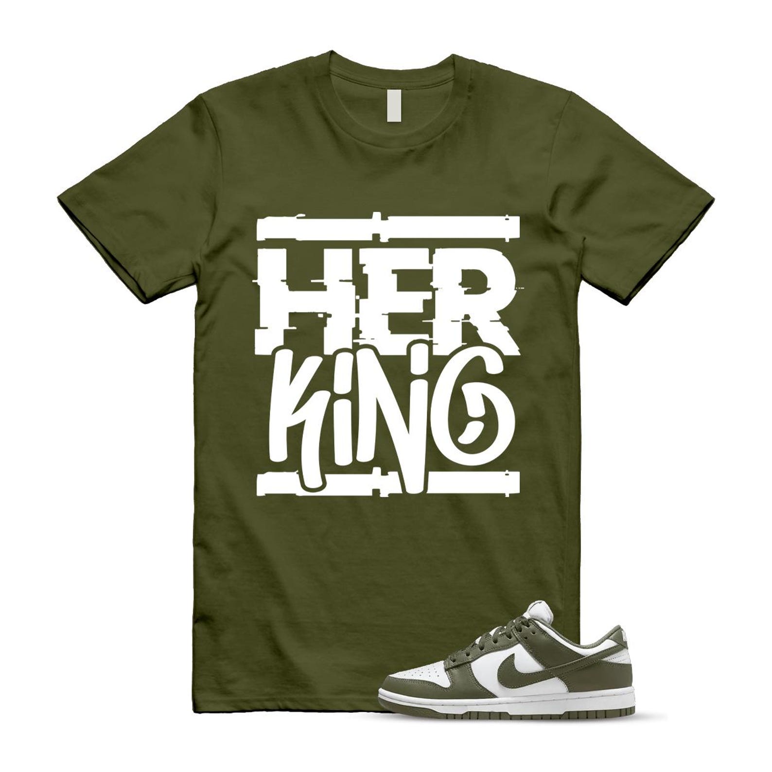 Dunk Olive Medium Low White T Shirt Match HK DD1503-120 T-Shirt, Sneaker Match Tee