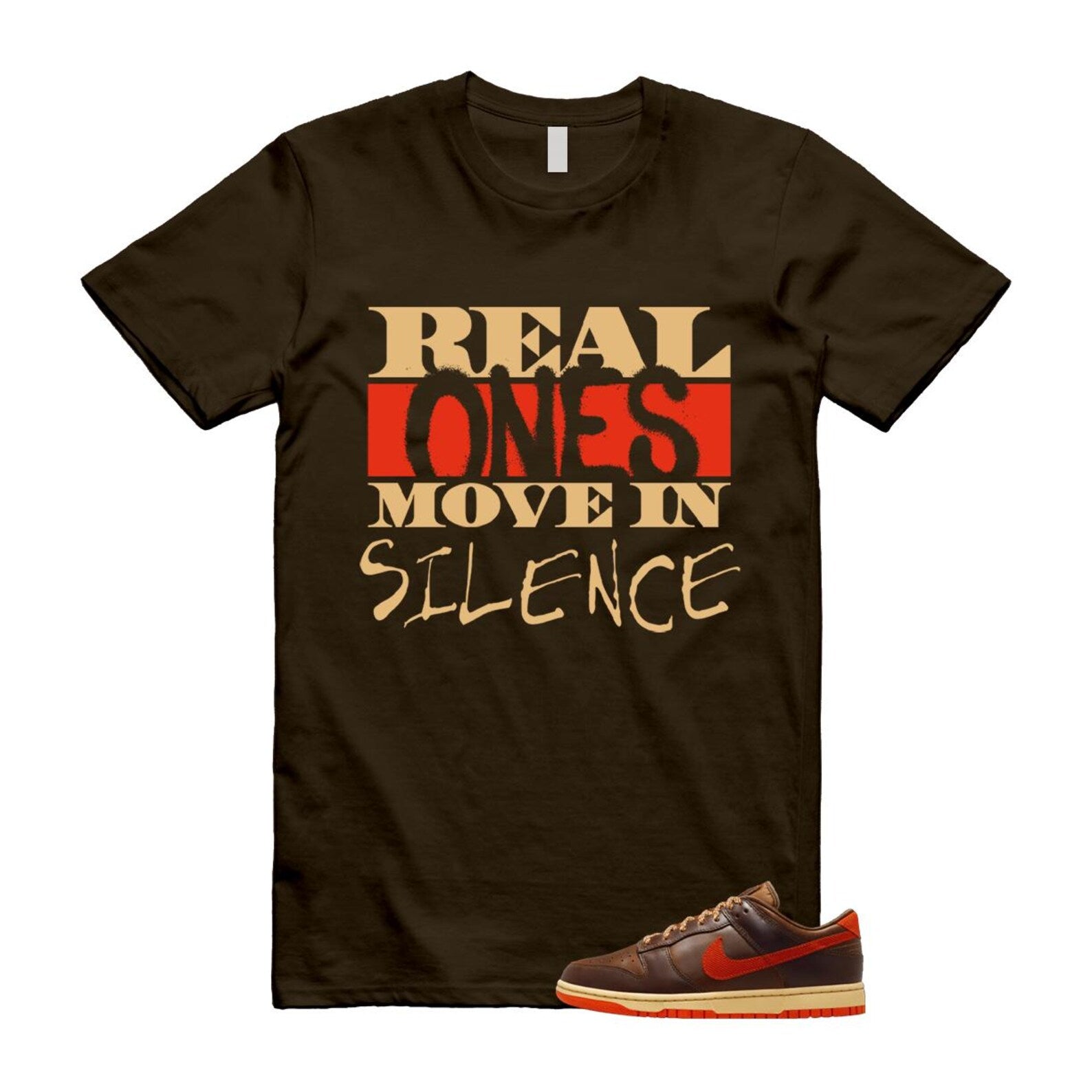 Dunk British Brown Light Tan Sesame Picante Red T Shirt Match REAL HQ3448-262 T-Shirt, Sneaker Match Tee
