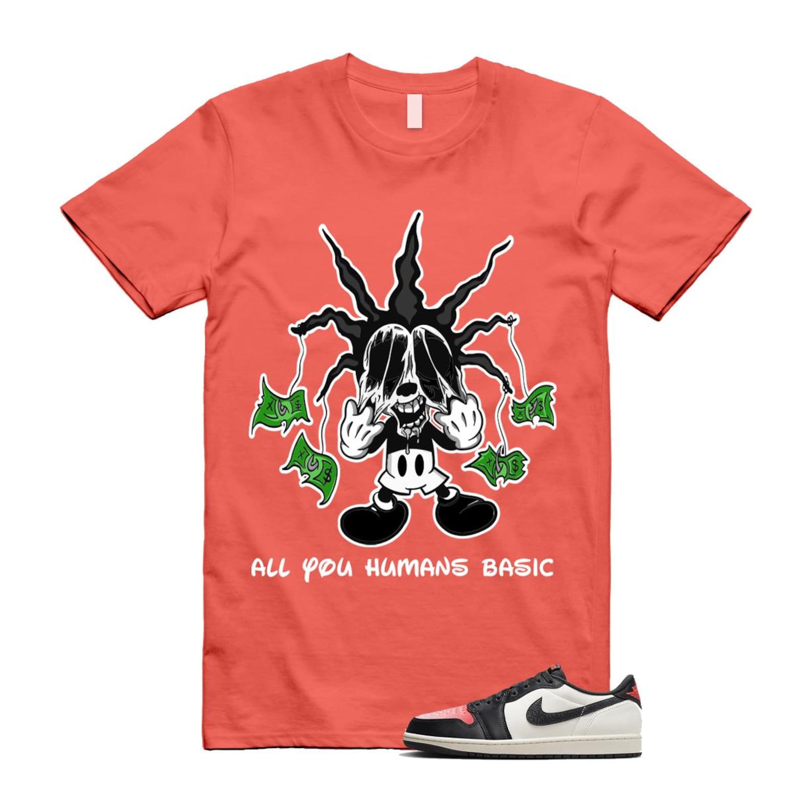 1 Infrared 23 Sail Off Noir Pink Oxford Black White Low T Shirt Match HOOK HF8828-100 T-Shirt, Sneaker Match Tee