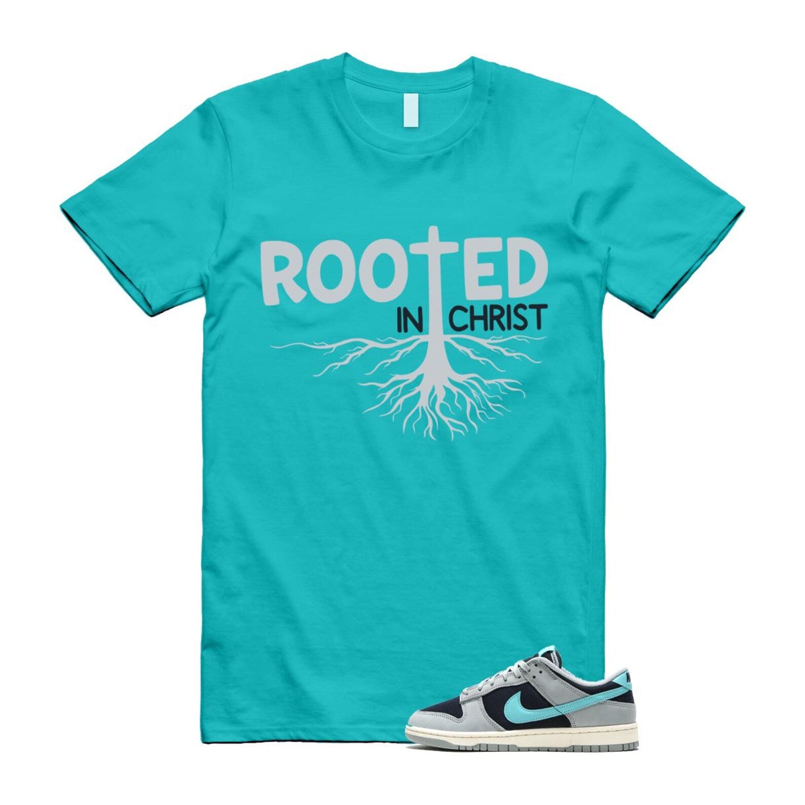 Dunk Green Frost Light Pumice Dark Obsidian Coconut Milk Low Retro Premium T Shirt Match ROOTED FB8895-001 T-Shirt, Sneaker Match Tee