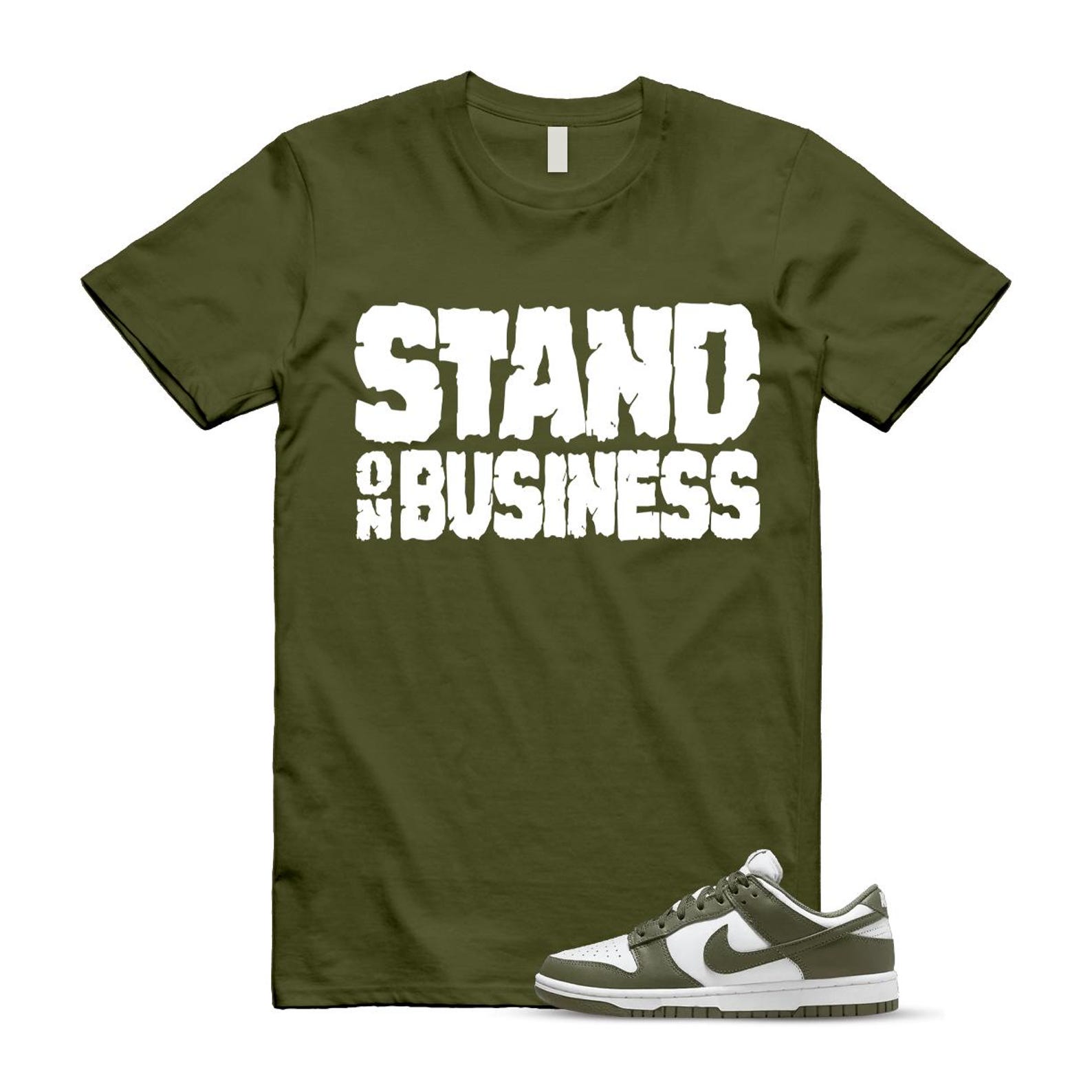 Dunk Olive Medium Low White T Shirt Match Stand On Business DD1503-120 T-Shirt, Sneaker Match Tee