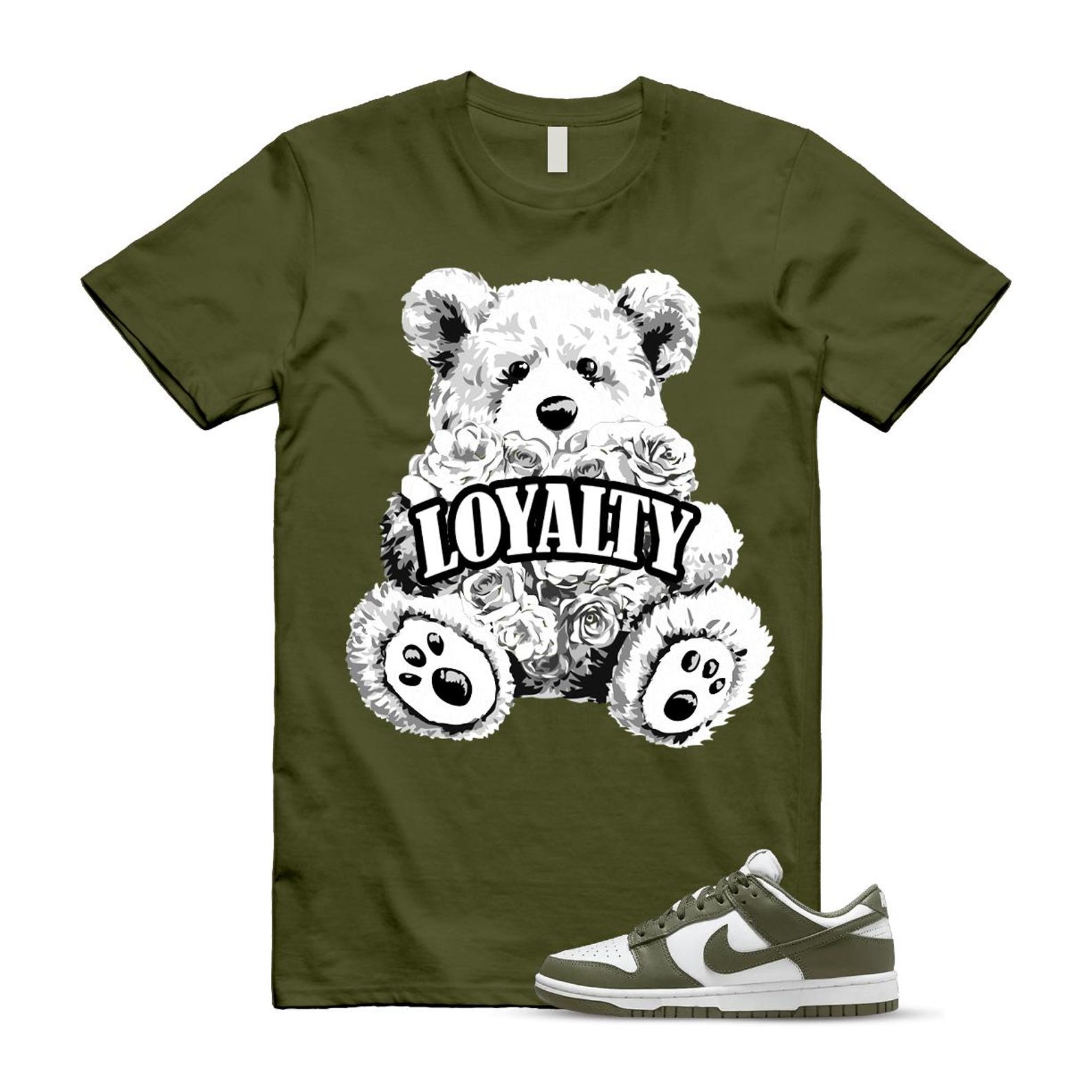 Dunk Olive Medium Low White T Shirt Match LYLTY DD1503-120 T-Shirt, Sneaker Match Tee