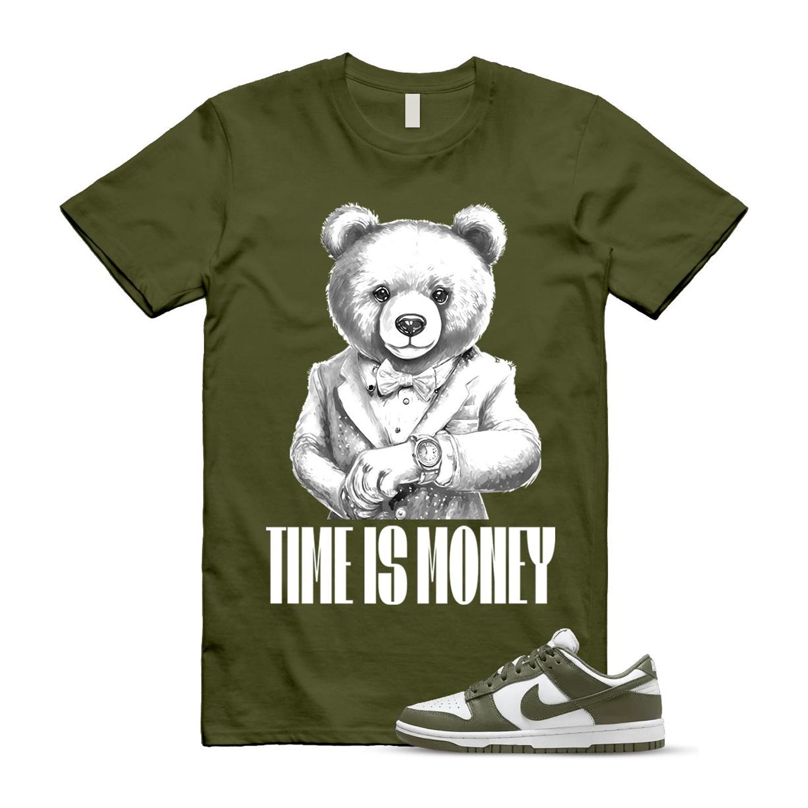 Dunk Olive Medium Low White T Shirt Match TIM DD1503-120 T-Shirt, Sneaker Match Tee