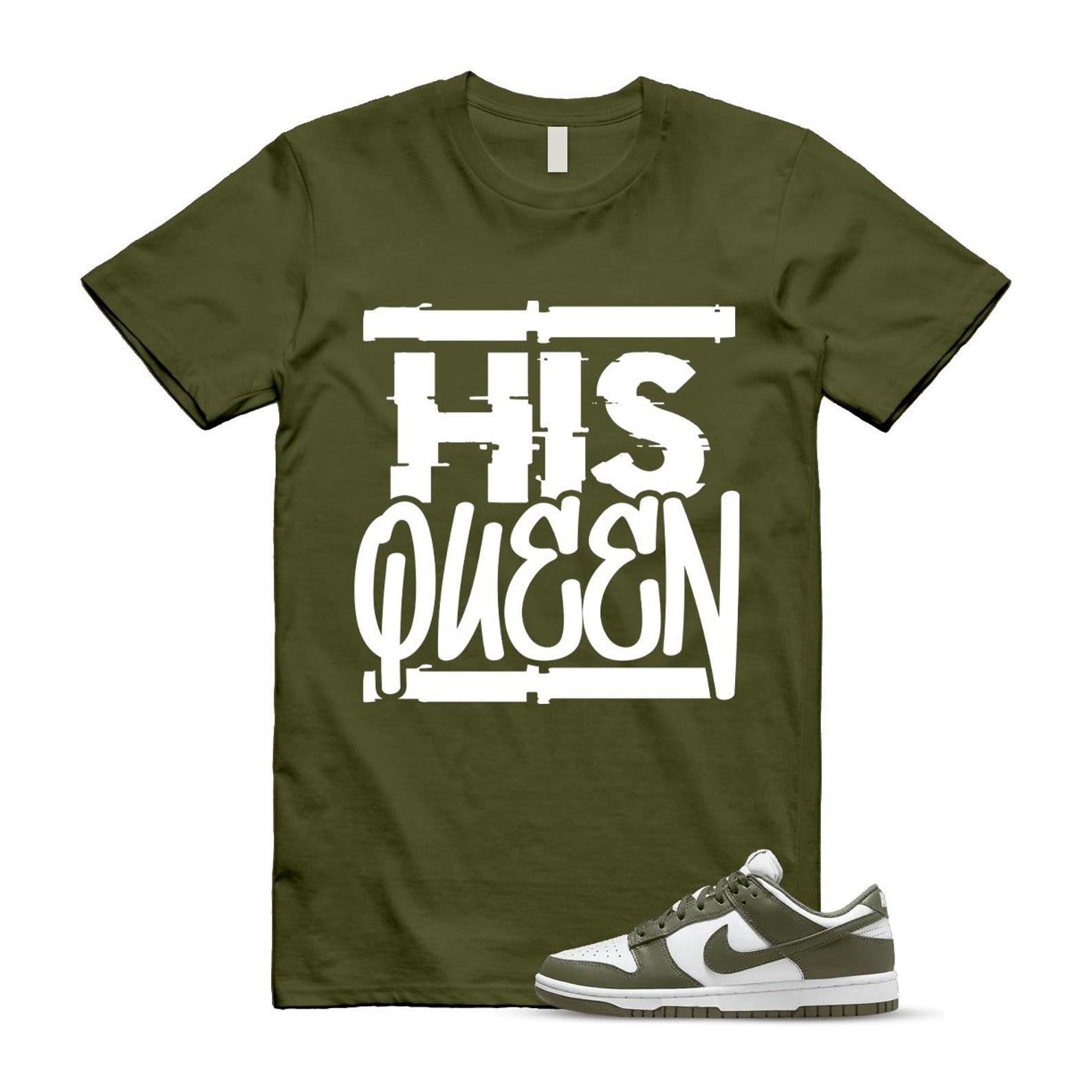 Dunk Olive Medium Low White T Shirt Match HQ DD1503-120 T-Shirt, Sneaker Match Tee