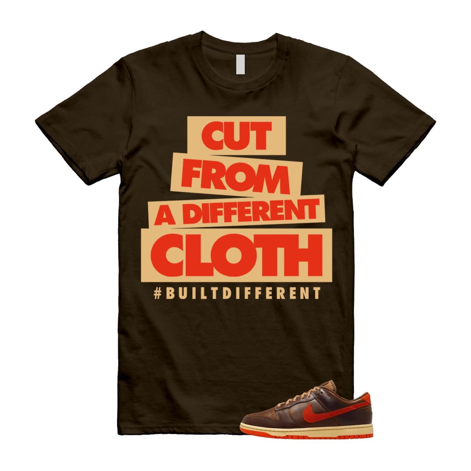 Dunk British Brown Light Tan Sesame Picante Red T Shirt Match CLOTH HQ3448-262 T-Shirt, Sneaker Match Tee