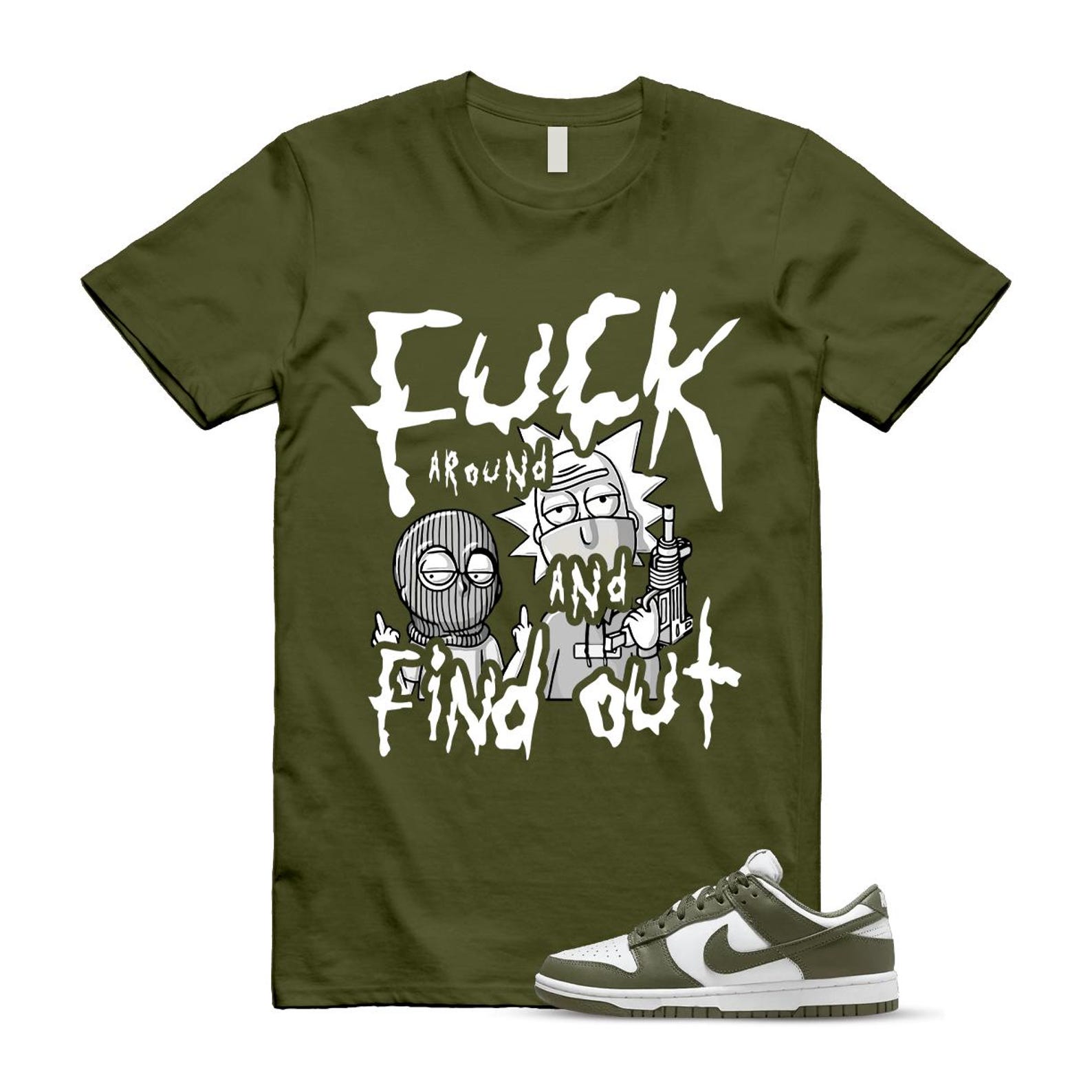 Dunk Olive Medium Low White T Shirt Match MORTY DD1503-120 T-Shirt, Sneaker Match Tee