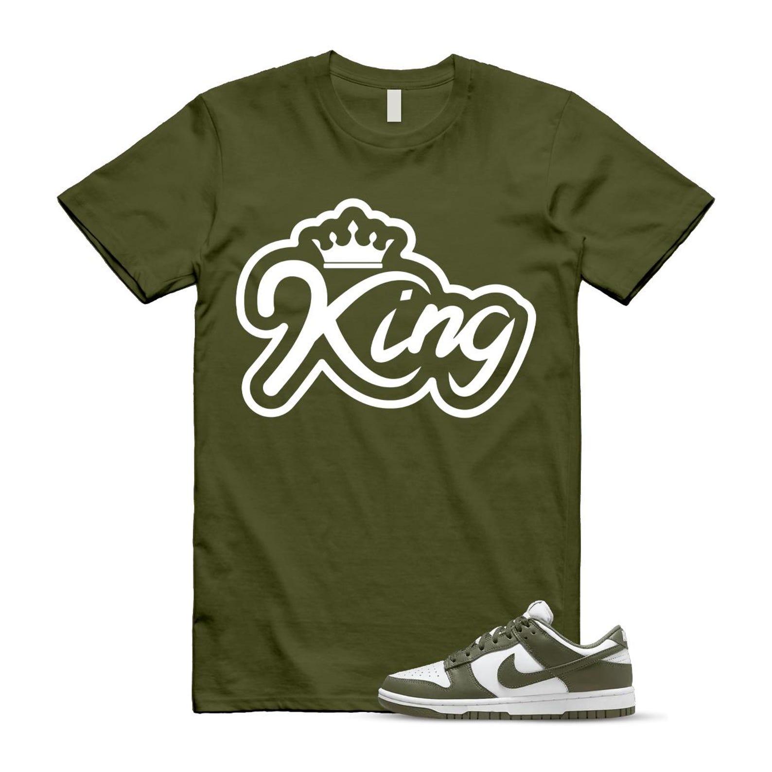 Dunk Olive Medium Low White T Shirt Match K2 DD1503-120 T-Shirt, Sneaker Match Tee