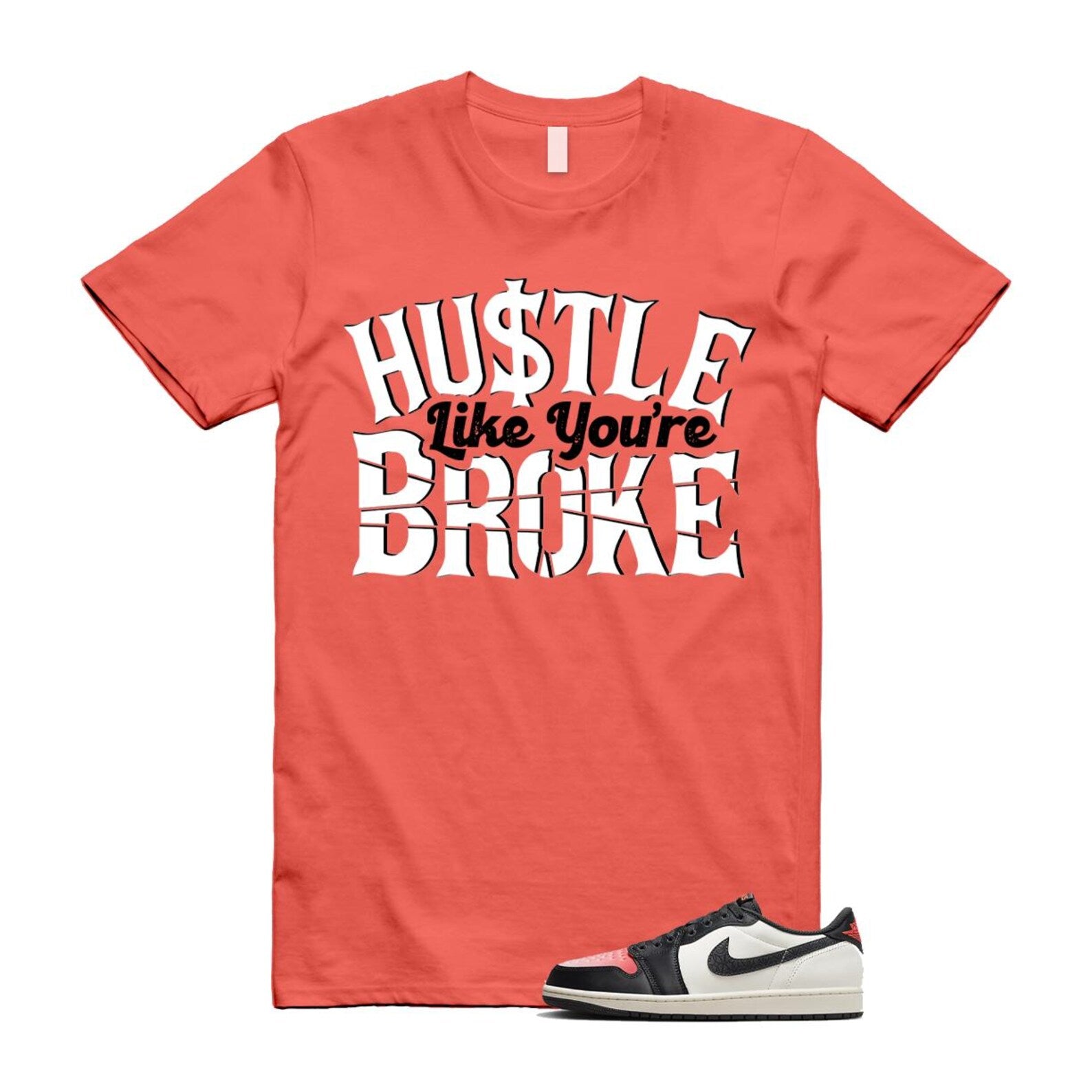 1 Infrared 23 Sail Off Noir Pink Oxford Black White Low T Shirt Match BROKE HF8828-100 T-Shirt, Sneaker Match Tee