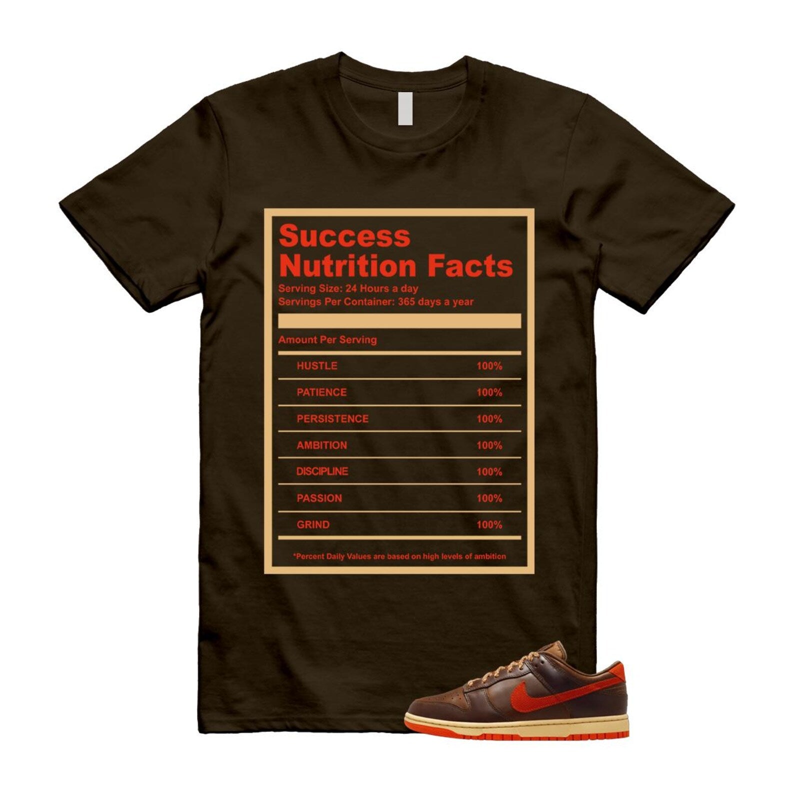 Dunk British Brown Light Tan Sesame Picante Red T Shirt Match SUCC HQ3448-262 T-Shirt, Sneaker Match Tee
