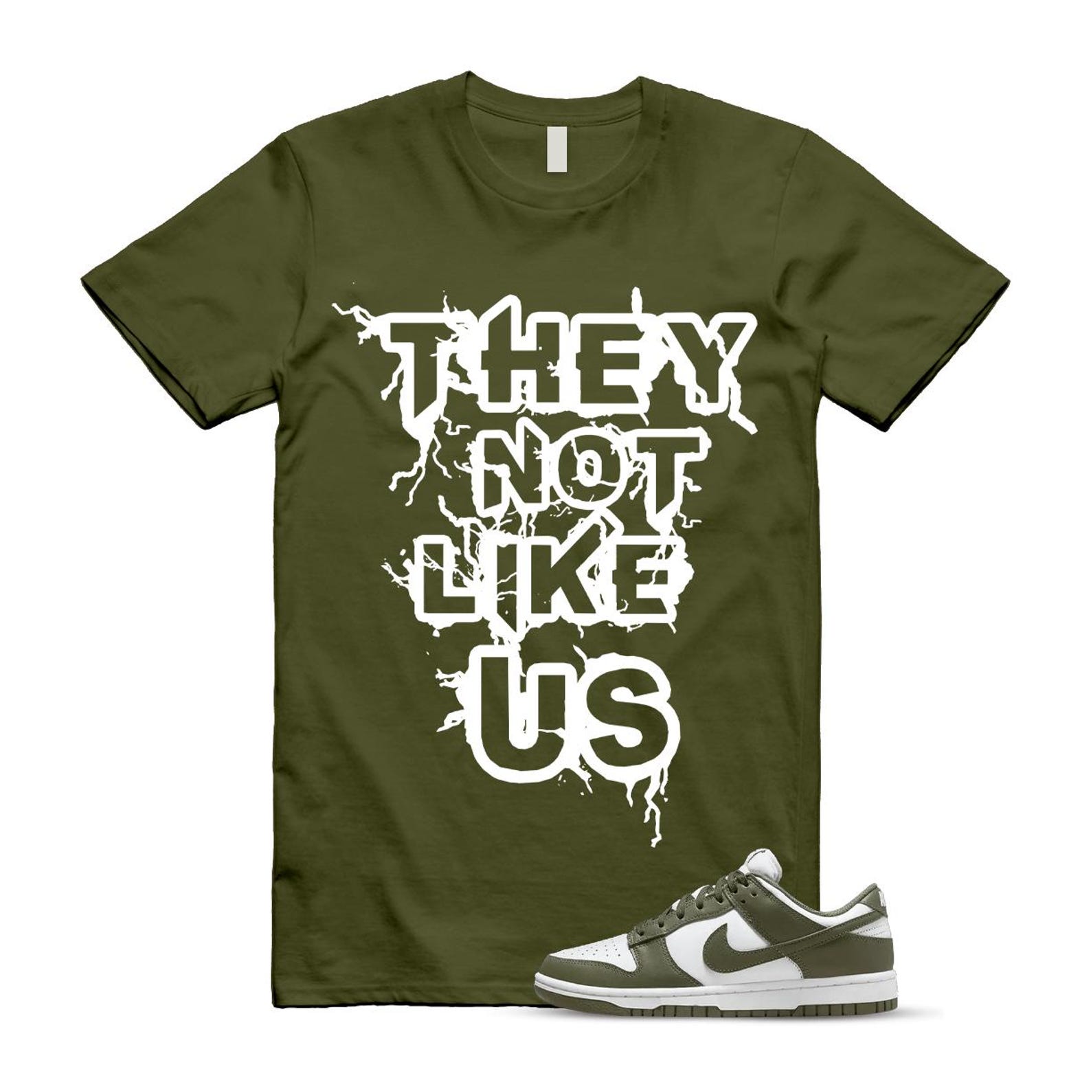 Dunk Olive Medium Low White T Shirt Match US DD1503-120 T-Shirt, Sneaker Match Tee