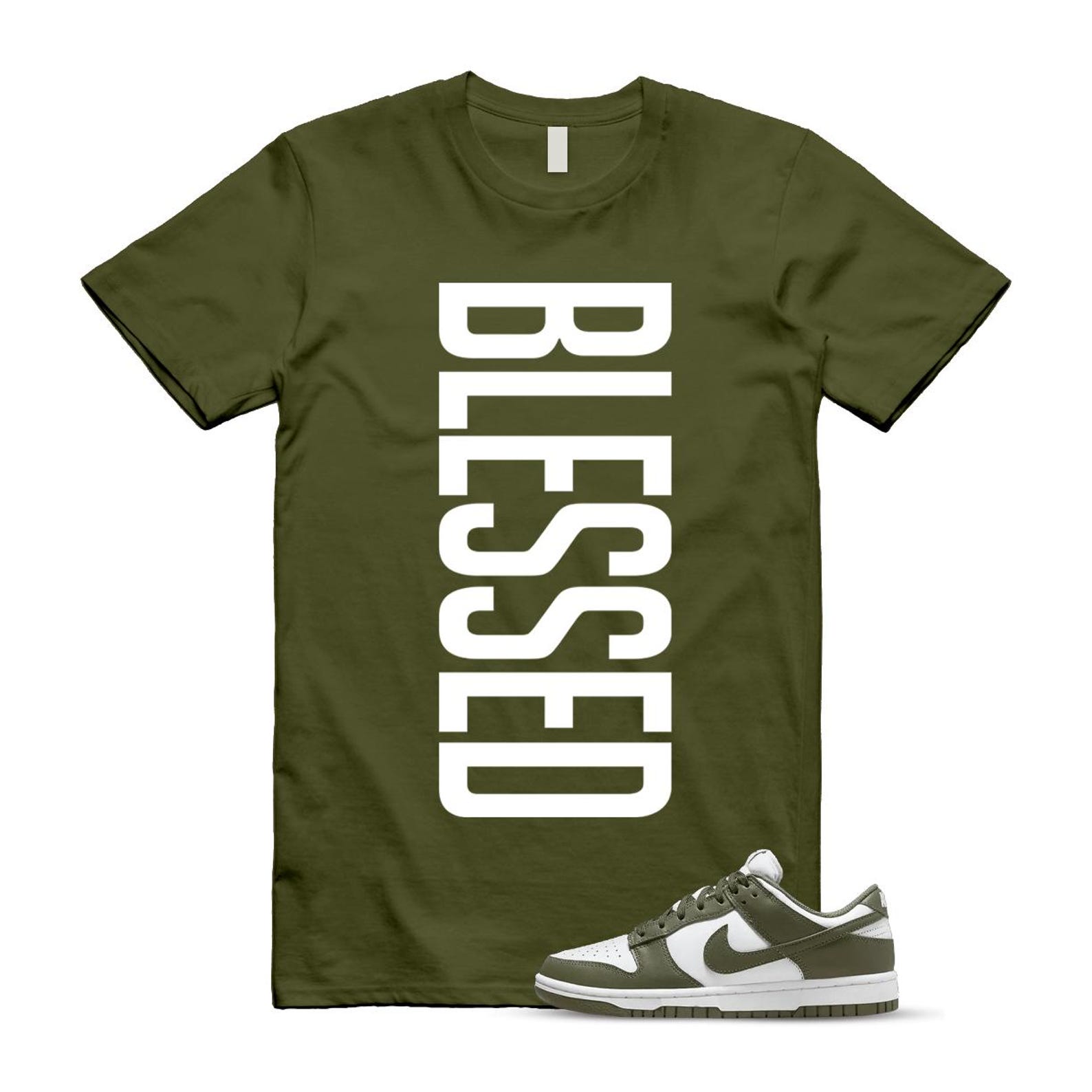 Dunk Olive Medium Low White T Shirt Match VERTBLS DD1503-120 T-Shirt, Sneaker Match Tee