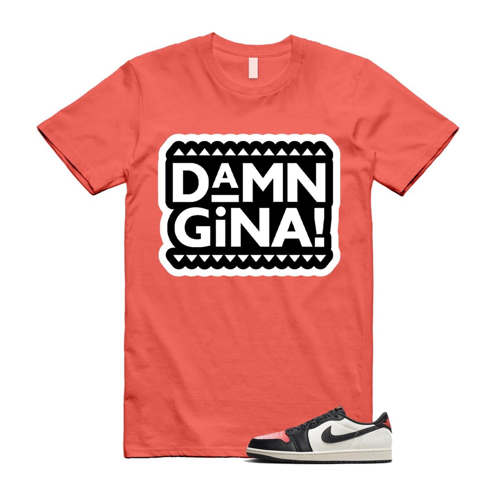 1 Infrared 23 Sail Off Noir Pink Oxford Black White Low T Shirt Match GINA HF8828-100 T-Shirt, Sneaker Match Tee