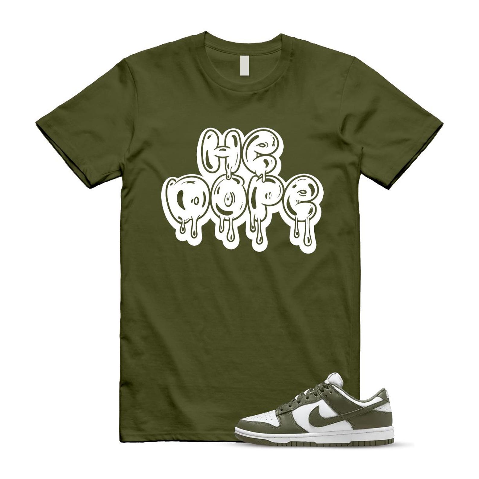 Dunk Olive Medium Low White T Shirt Match HE DD1503-120 T-Shirt, Sneaker Match Tee