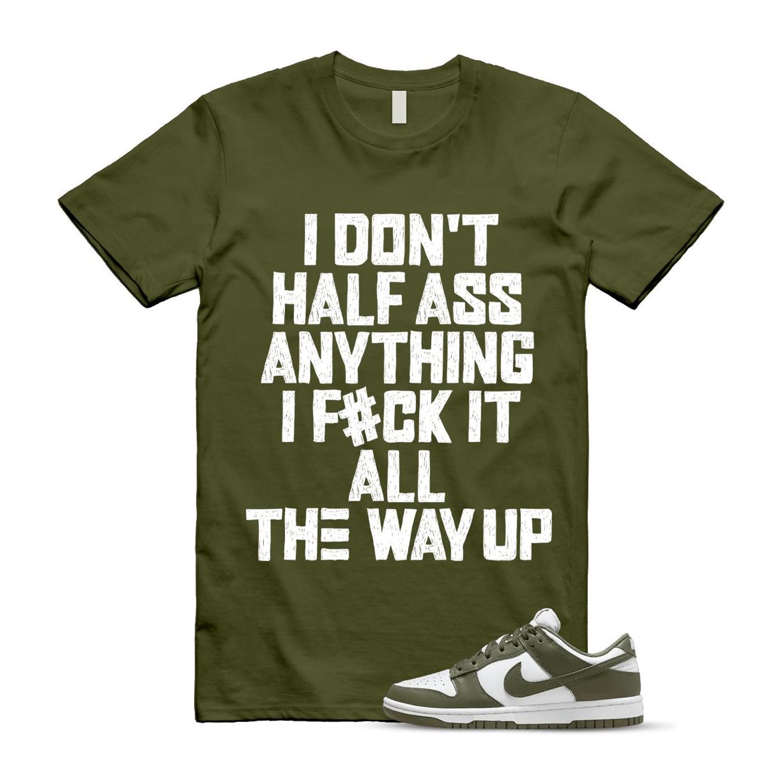 Dunk Olive Medium Low White T Shirt Match HALF DD1503-120 T-Shirt, Sneaker Match Tee