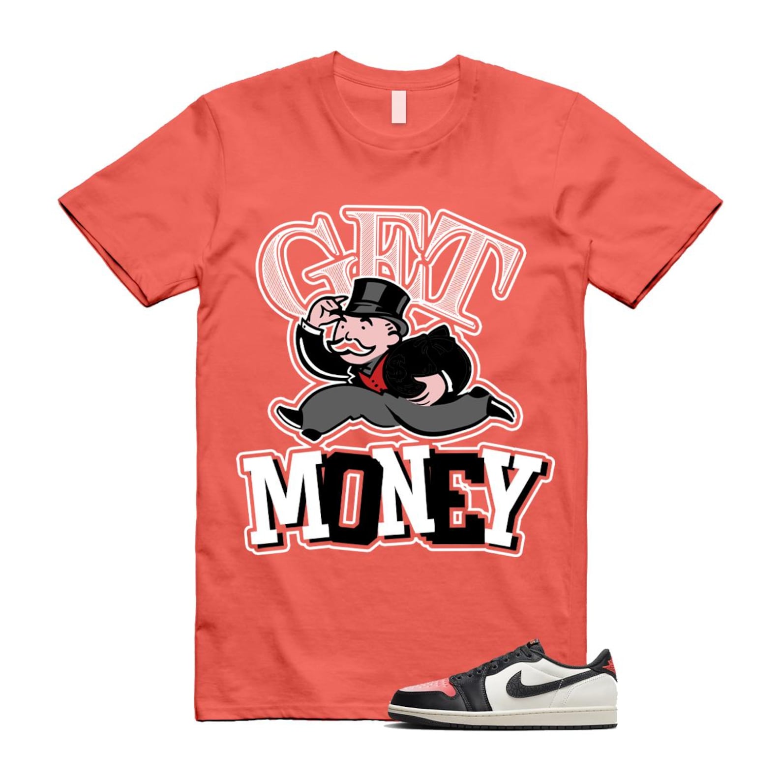 1 Infrared 23 Sail Off Noir Pink Oxford Black White Low T Shirt Match GM HF8828-100 T-Shirt, Sneaker Match Tee