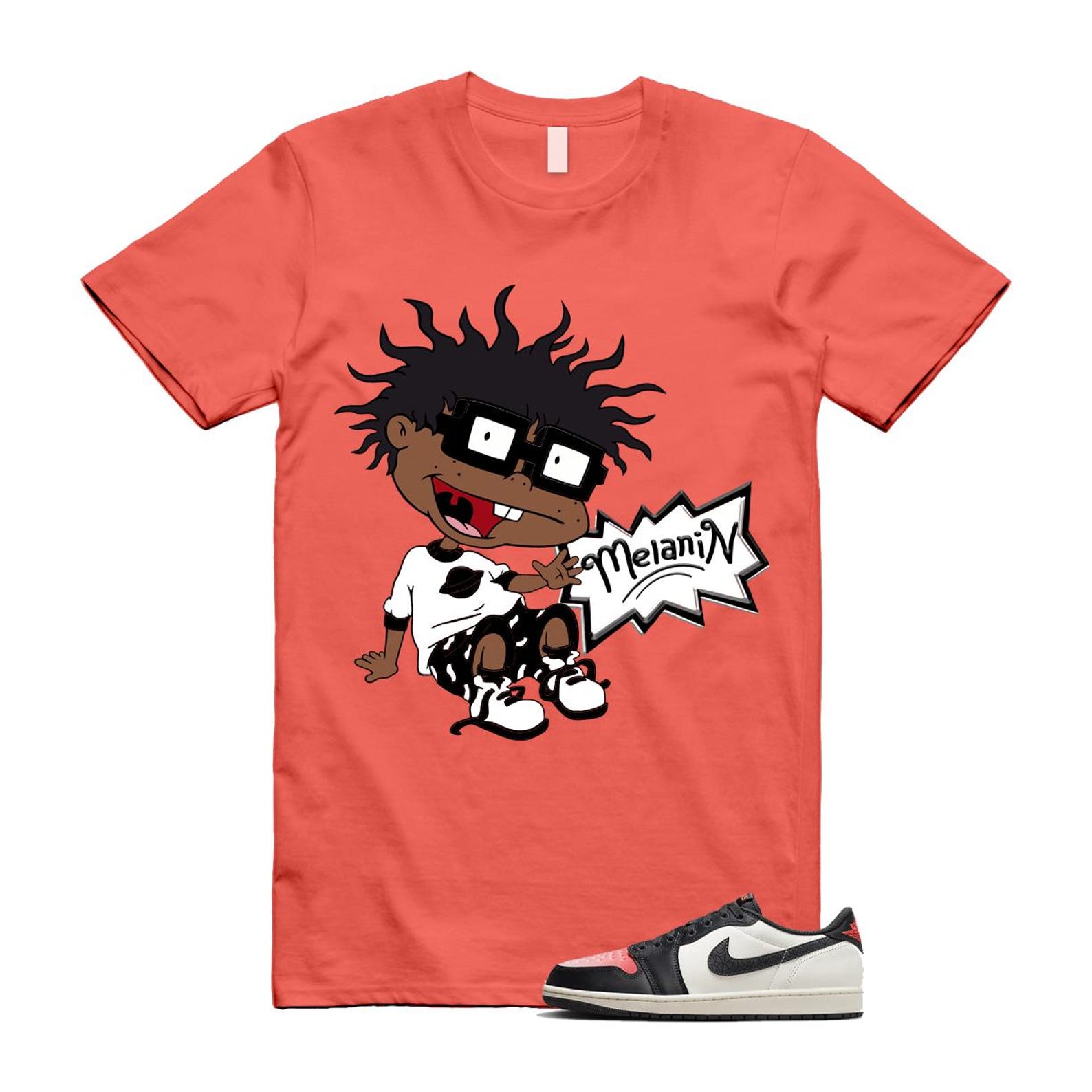 1 Infrared 23 Sail Off Noir Pink Oxford Black White Low T Shirt Match MELANIN HF8828-100 T-Shirt, Sneaker Match Tee