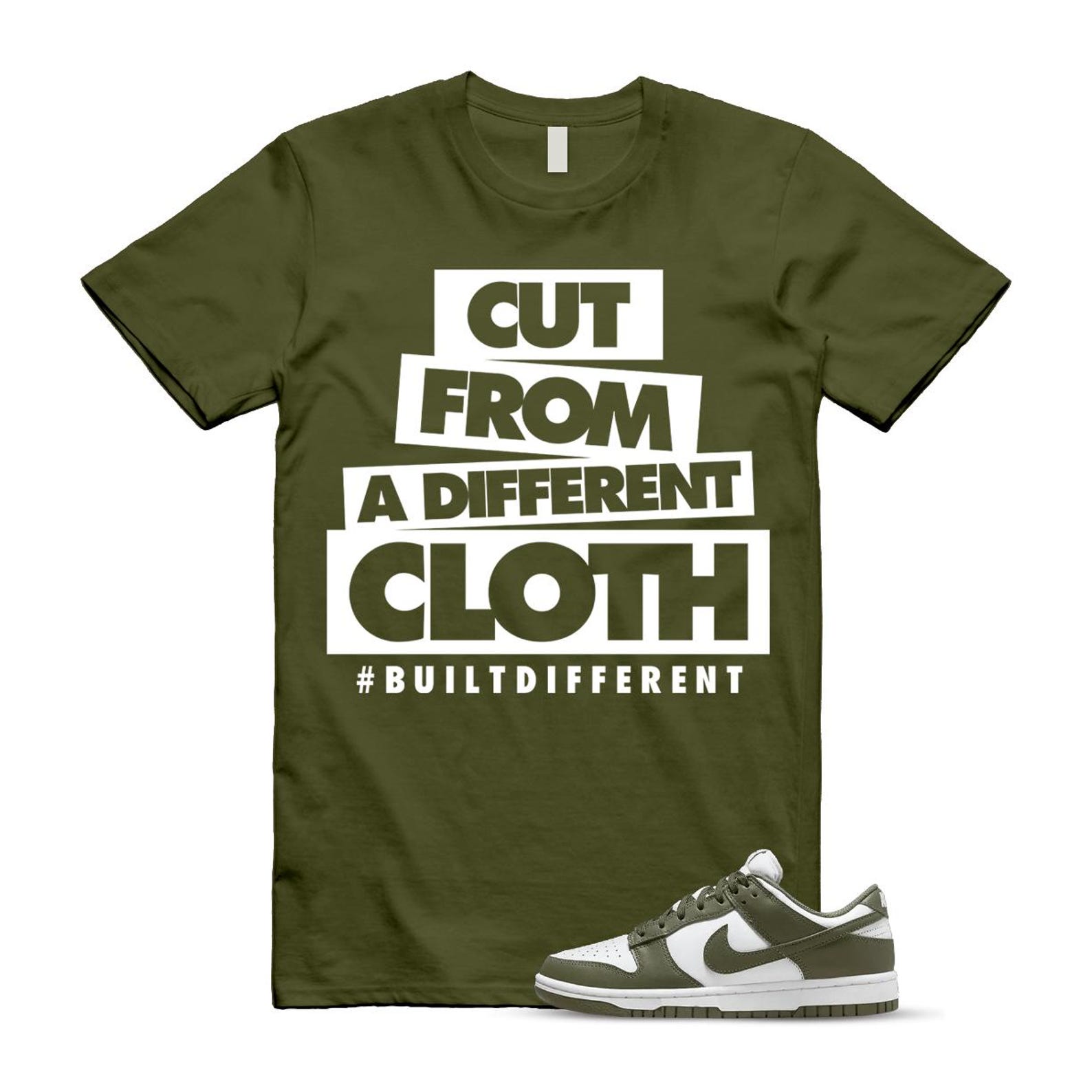 Dunk Olive Medium Low White T Shirt Match CLOTH DD1503-120 T-Shirt, Sneaker Match Tee