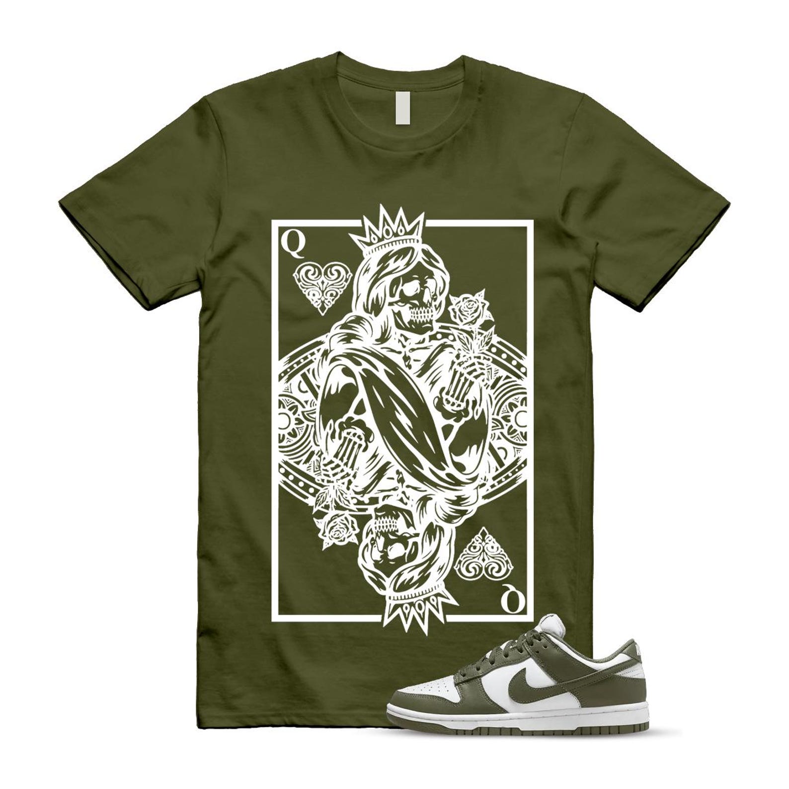 Dunk Olive Medium Low White T Shirt Match QC DD1503-120 T-Shirt, Sneaker Match Tee