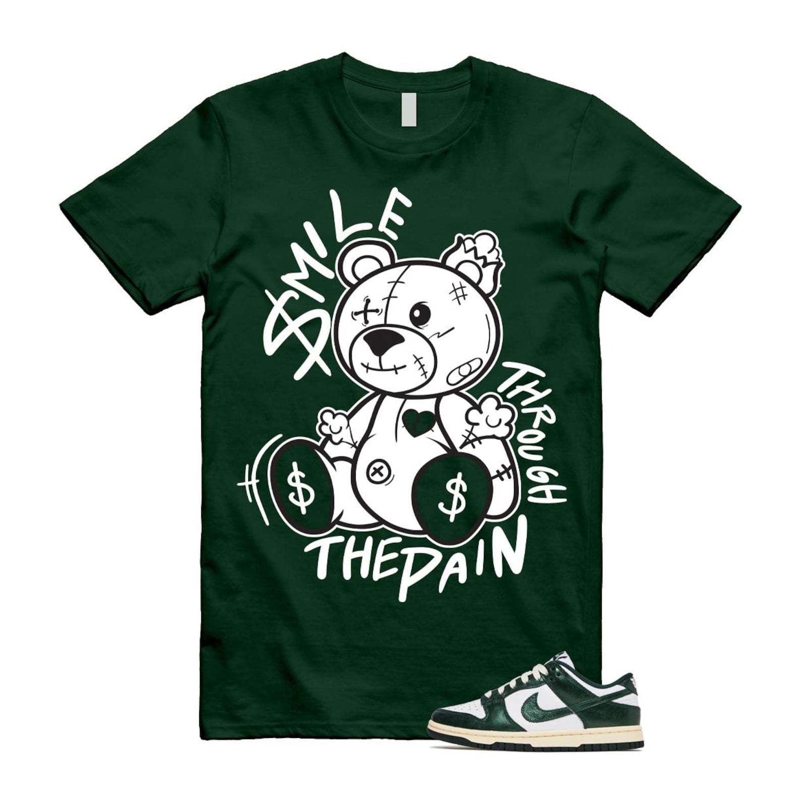 Dunk Vintage Green White Pro Coconut Milk T Shirt Match Smile Through The Pain DV0833-111 T-Shirt, Sneaker Match Tee
