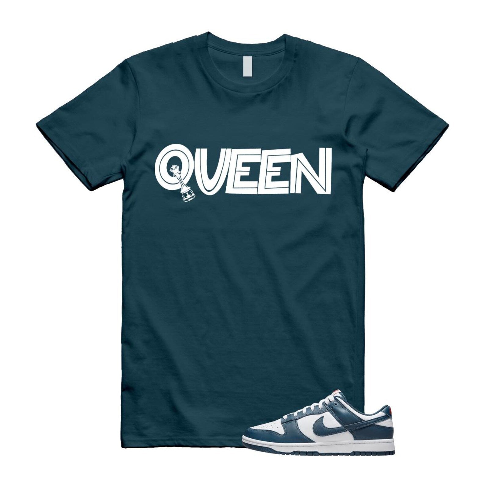 Dunk Valerian Blue White Low T Shirt Match QUEEN DD1391-400 T-Shirt, Sneaker Match Tee