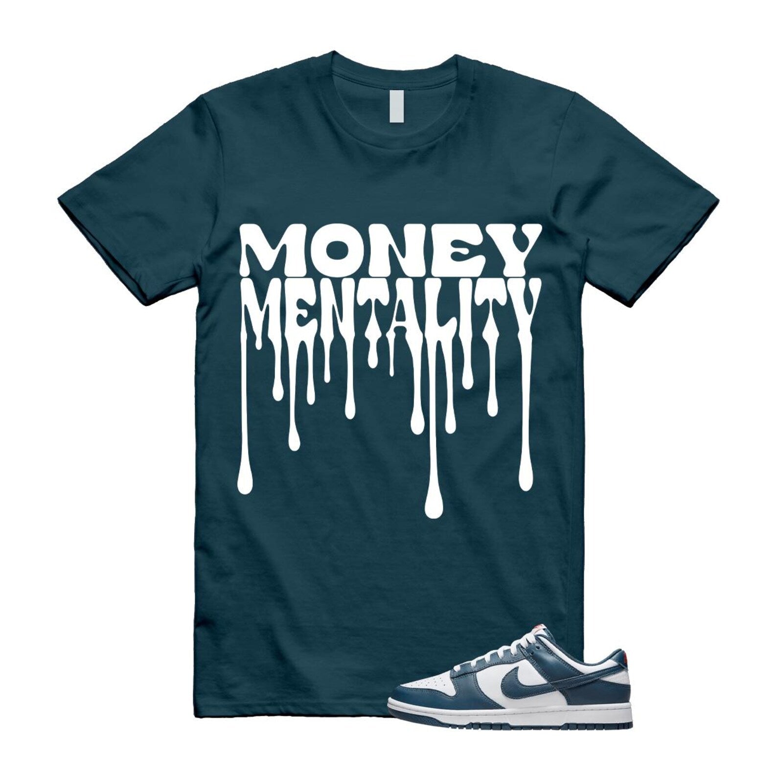 Dunk Valerian Blue White Low T Shirt Match MONEY MENTALITY DD1391-400 T-Shirt, Sneaker Match Tee