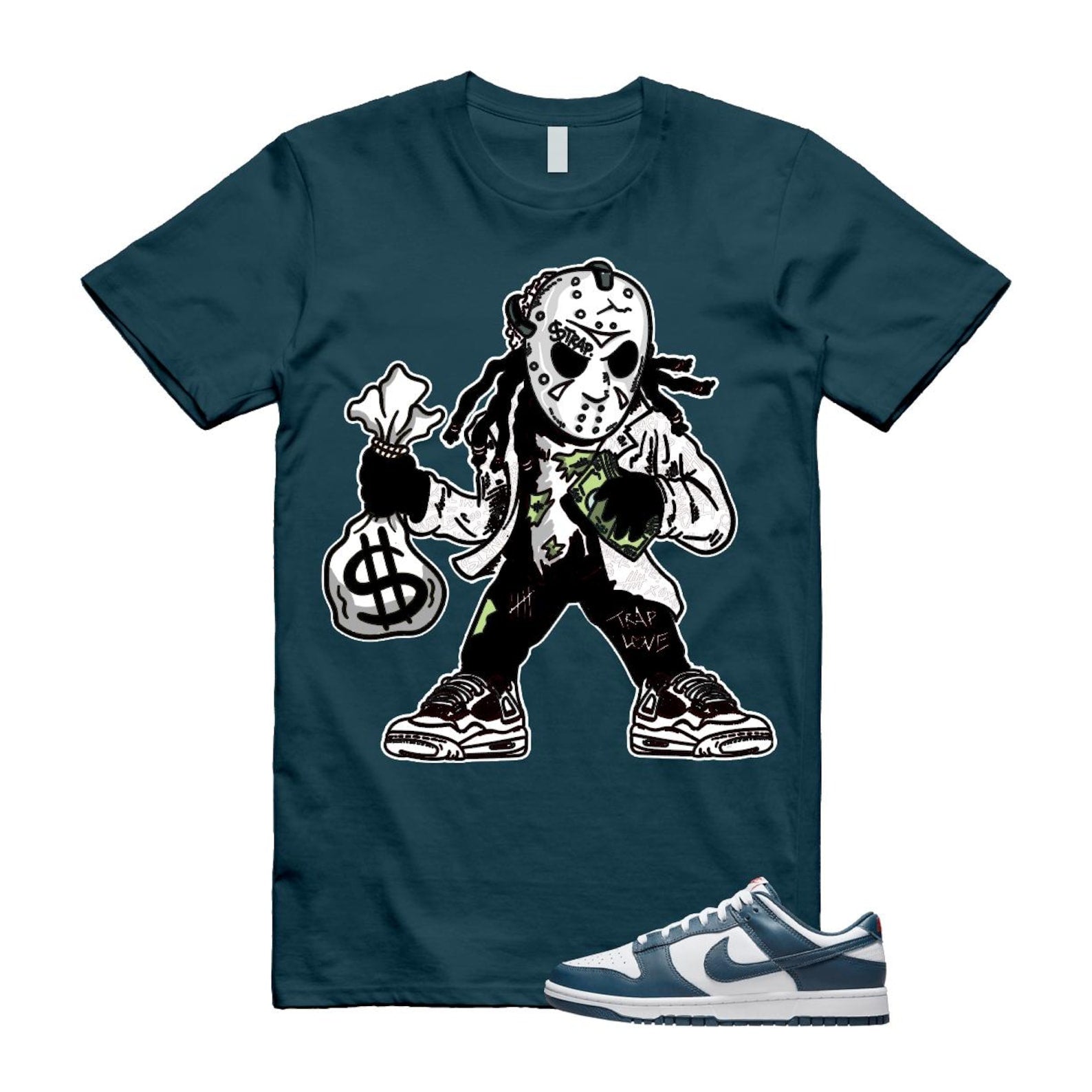 Dunk Valerian Blue White Low T Shirt Match JASON DD1391-400 T-Shirt, Sneaker Match Tee