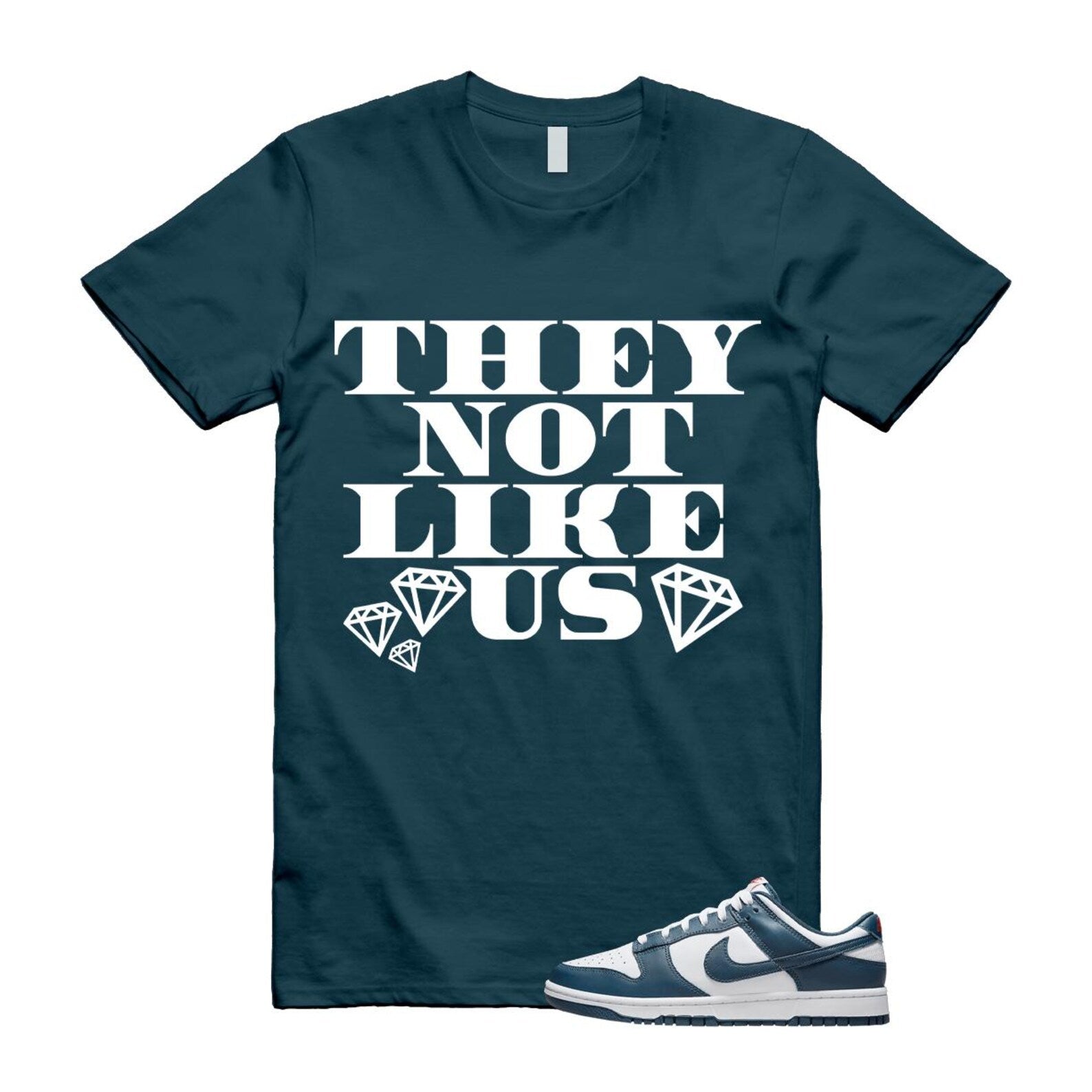 Dunk Valerian Blue White Low T Shirt Match They Not Like Us DD1391-400 T-Shirt, Sneaker Match Tee