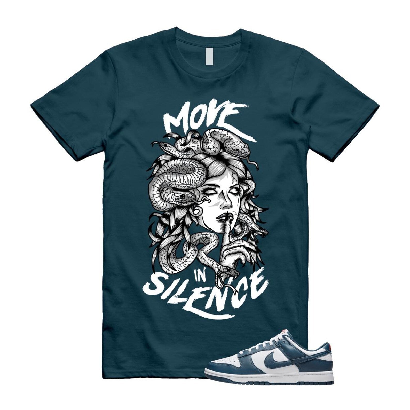 Dunk Valerian Blue White Low T Shirt Match MOVE IN SILENCE DD1391-400 T-Shirt, Sneaker Match Tee