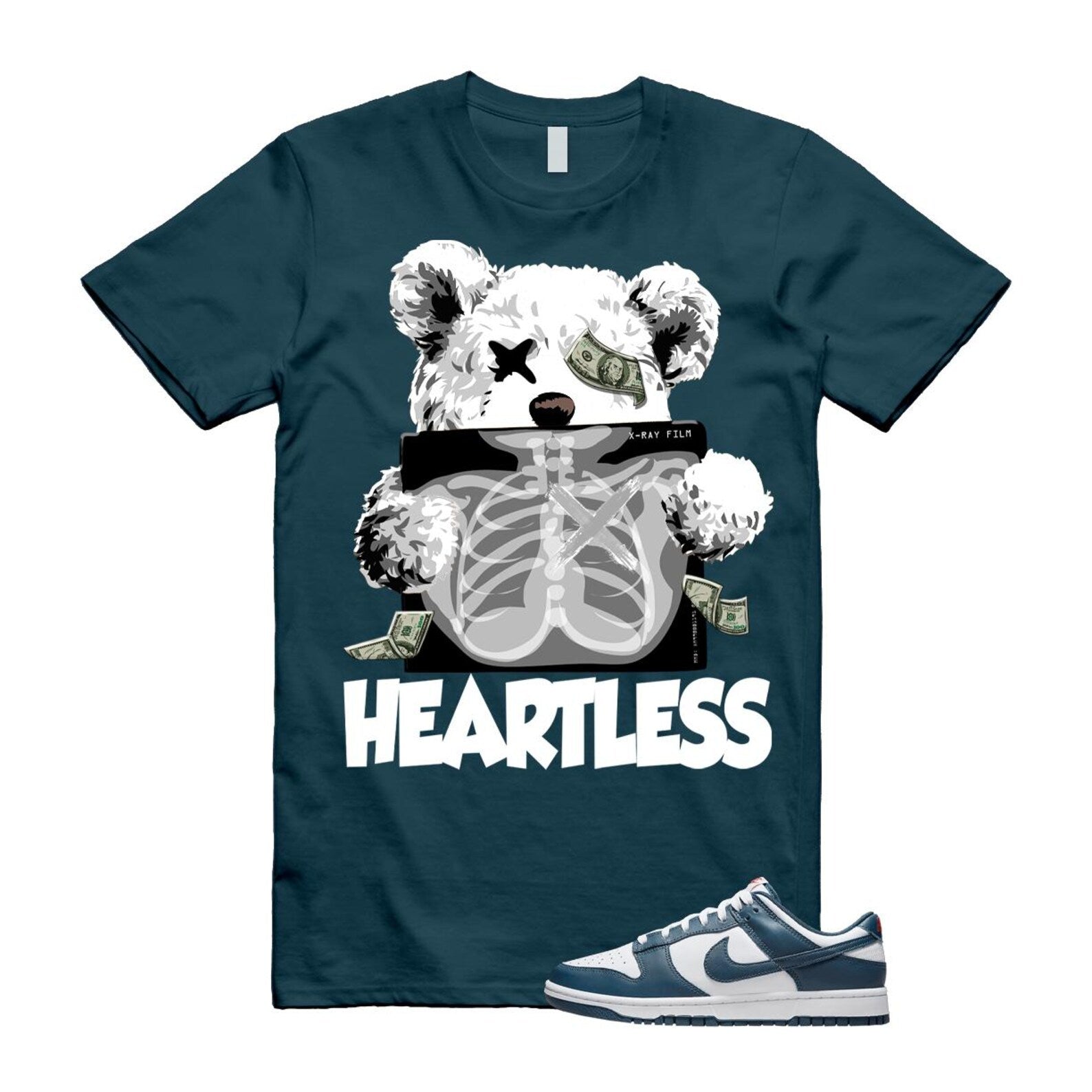 Dunk Valerian Blue White Low T Shirt Match HEART DD1391-400 T-Shirt, Sneaker Match Tee