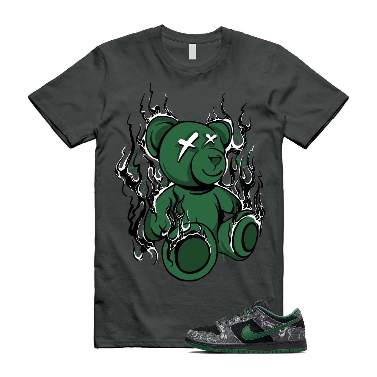 Dunk There Skateboards Grey Black Gorge Green Summit White SB Low T Shirt Match LIT HF7743-001 T-Shirt, Sneaker Match Tee