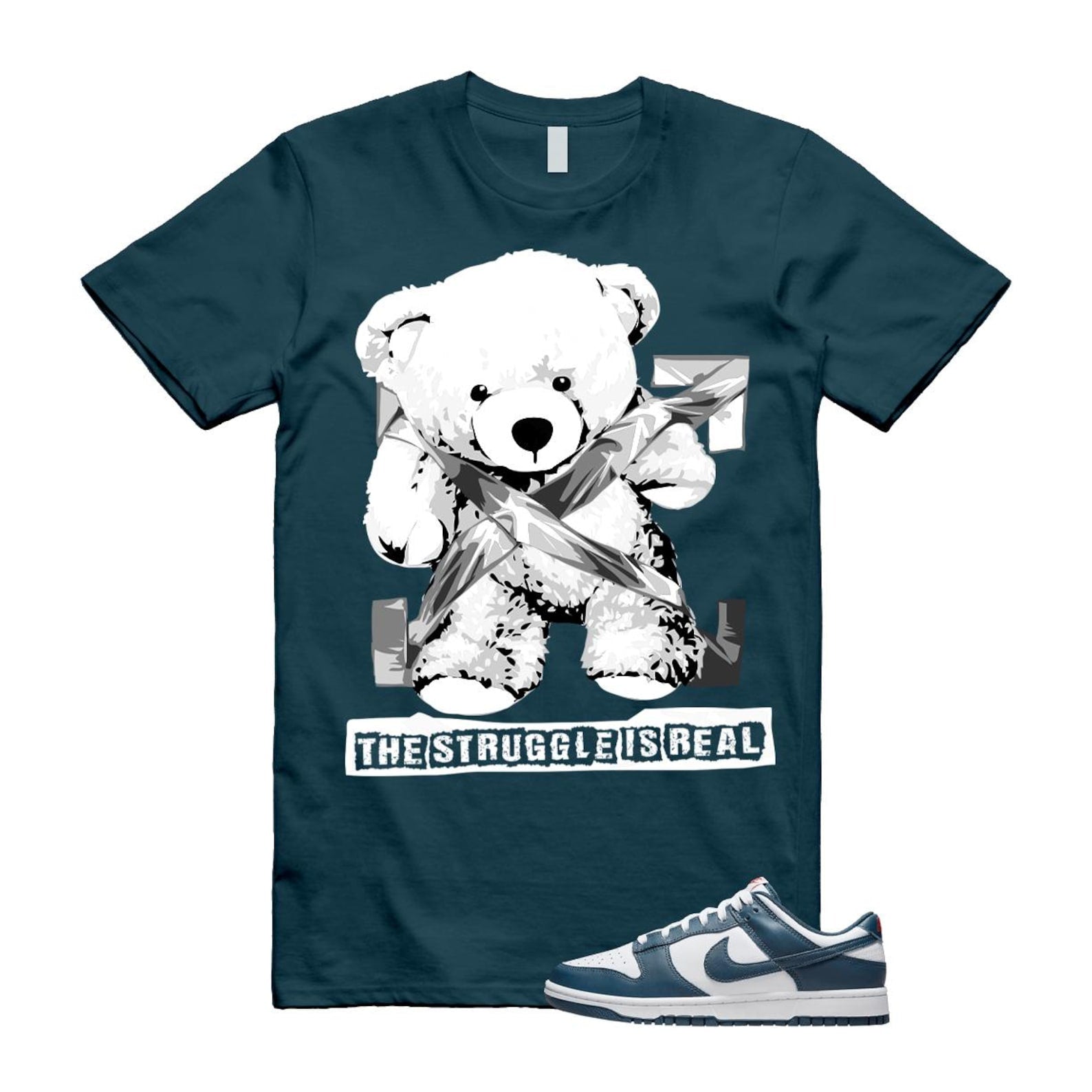 Dunk Valerian Blue White Low T Shirt Match The Struggle is Real DD1391-400 T-Shirt, Sneaker Match Tee