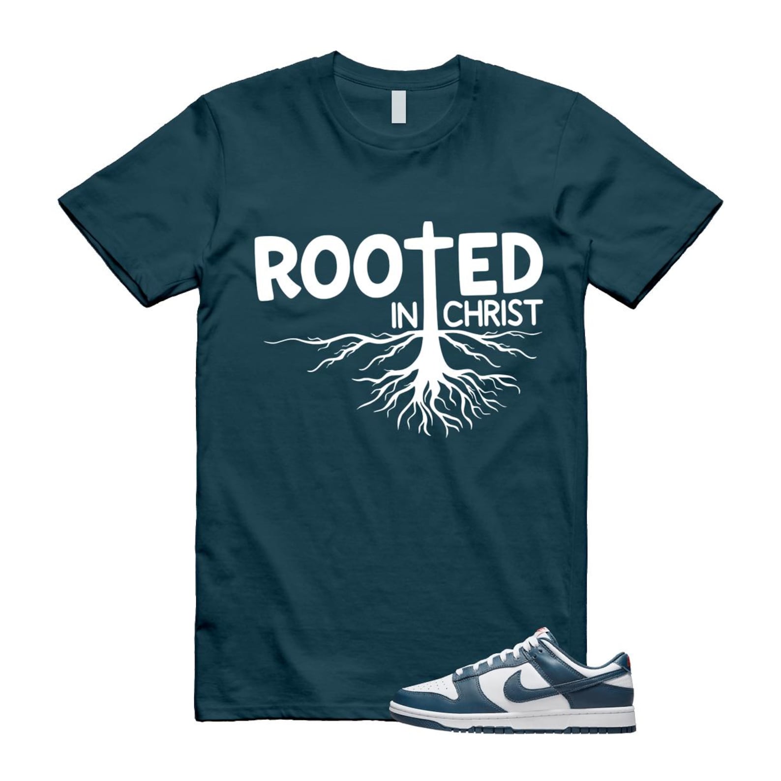 Dunk Valerian Blue White Low T Shirt Match ROOTED IN CHRIST DD1391-400 T-Shirt, Sneaker Match Tee