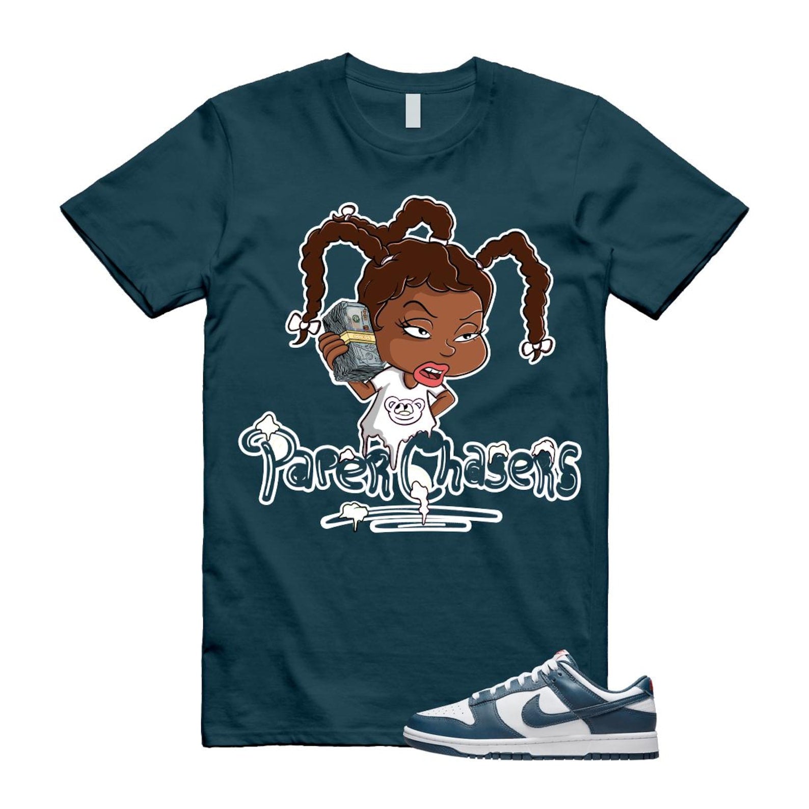 Dunk Valerian Blue White Low T Shirt Match Paper Chasers DD1391-400 T-Shirt, Sneaker Match Tee